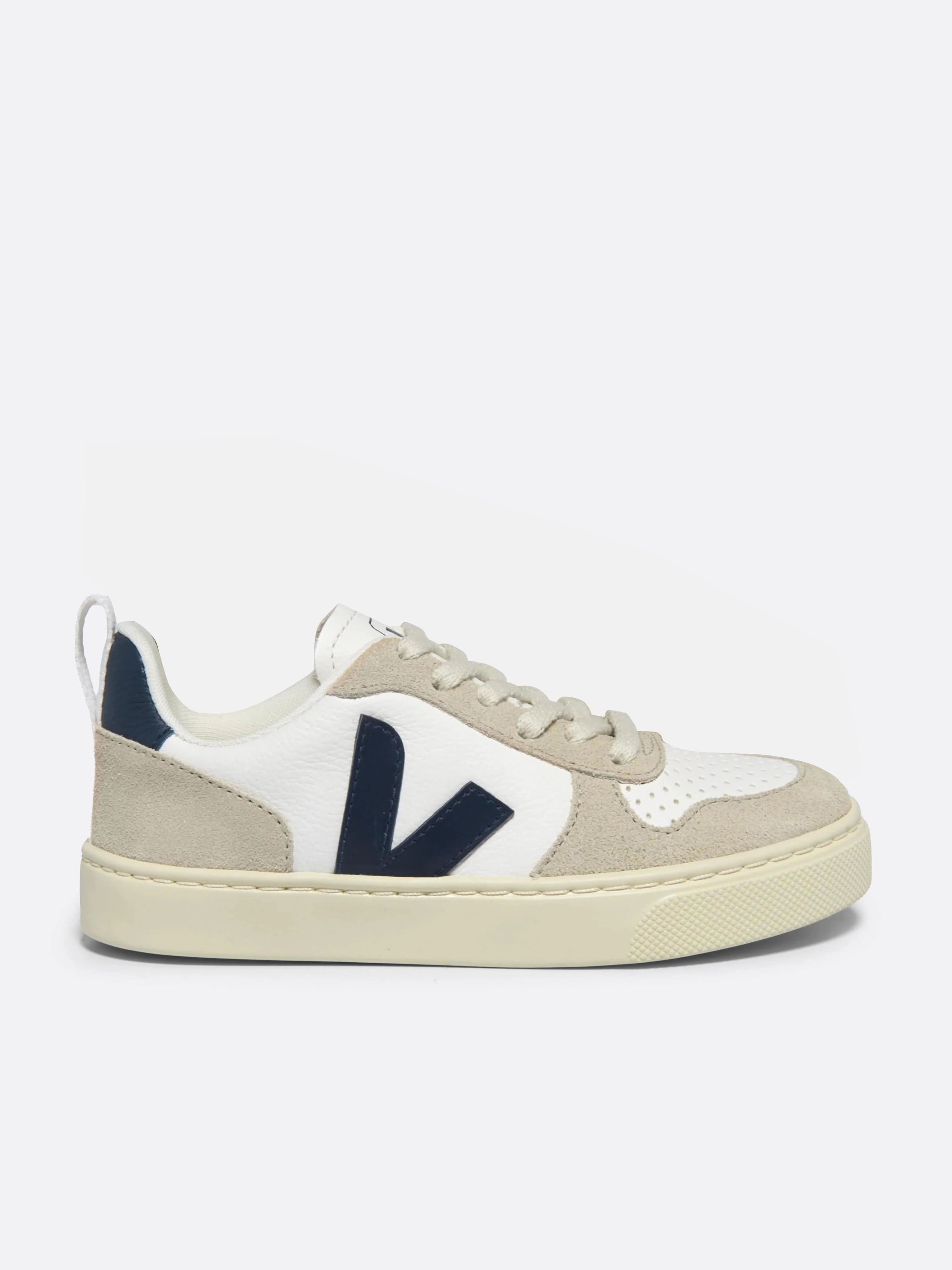 Kids Laces Leather V-10 Trainers in White