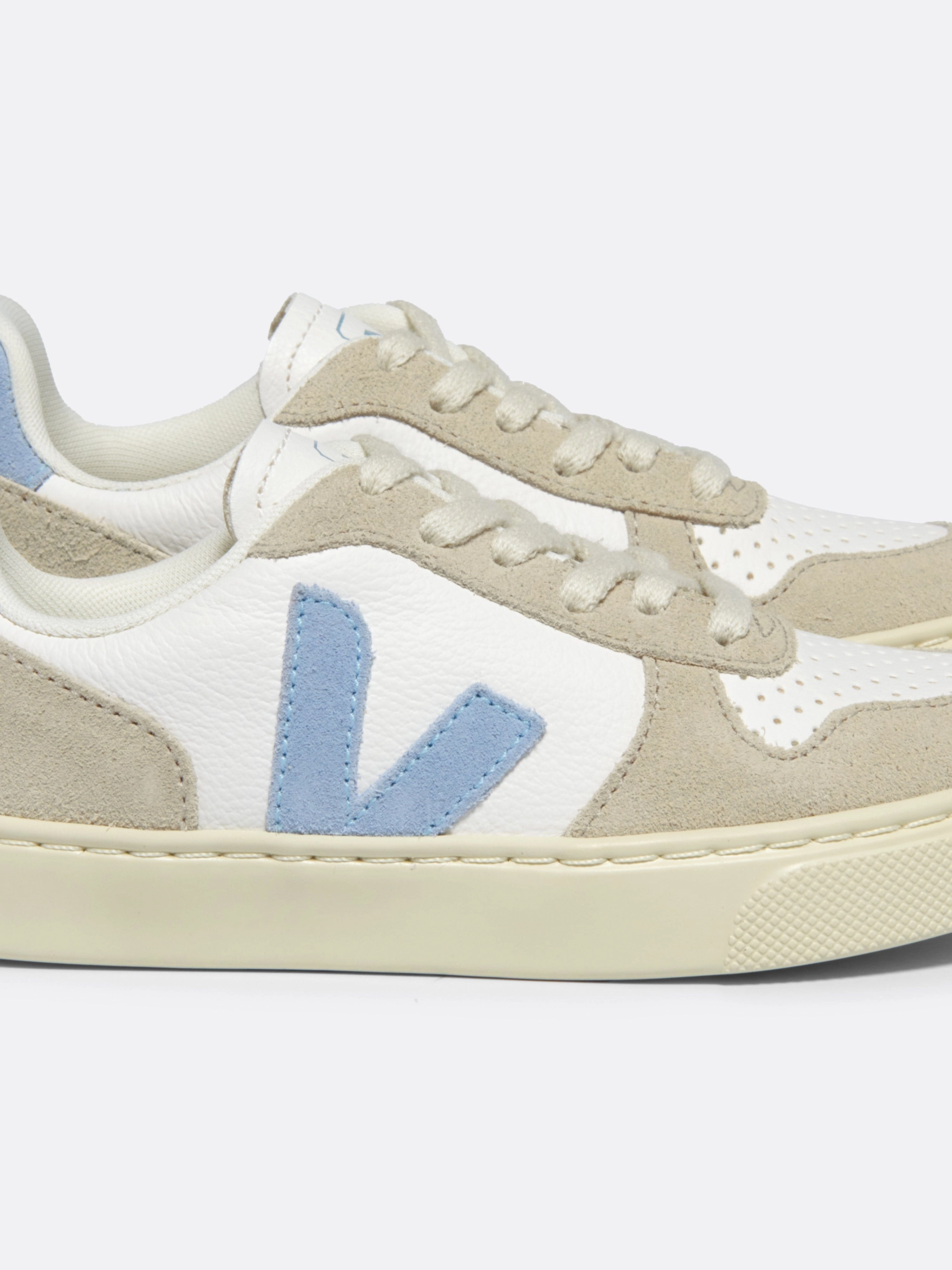 Kids Laces Leather V-10 Trainers in White