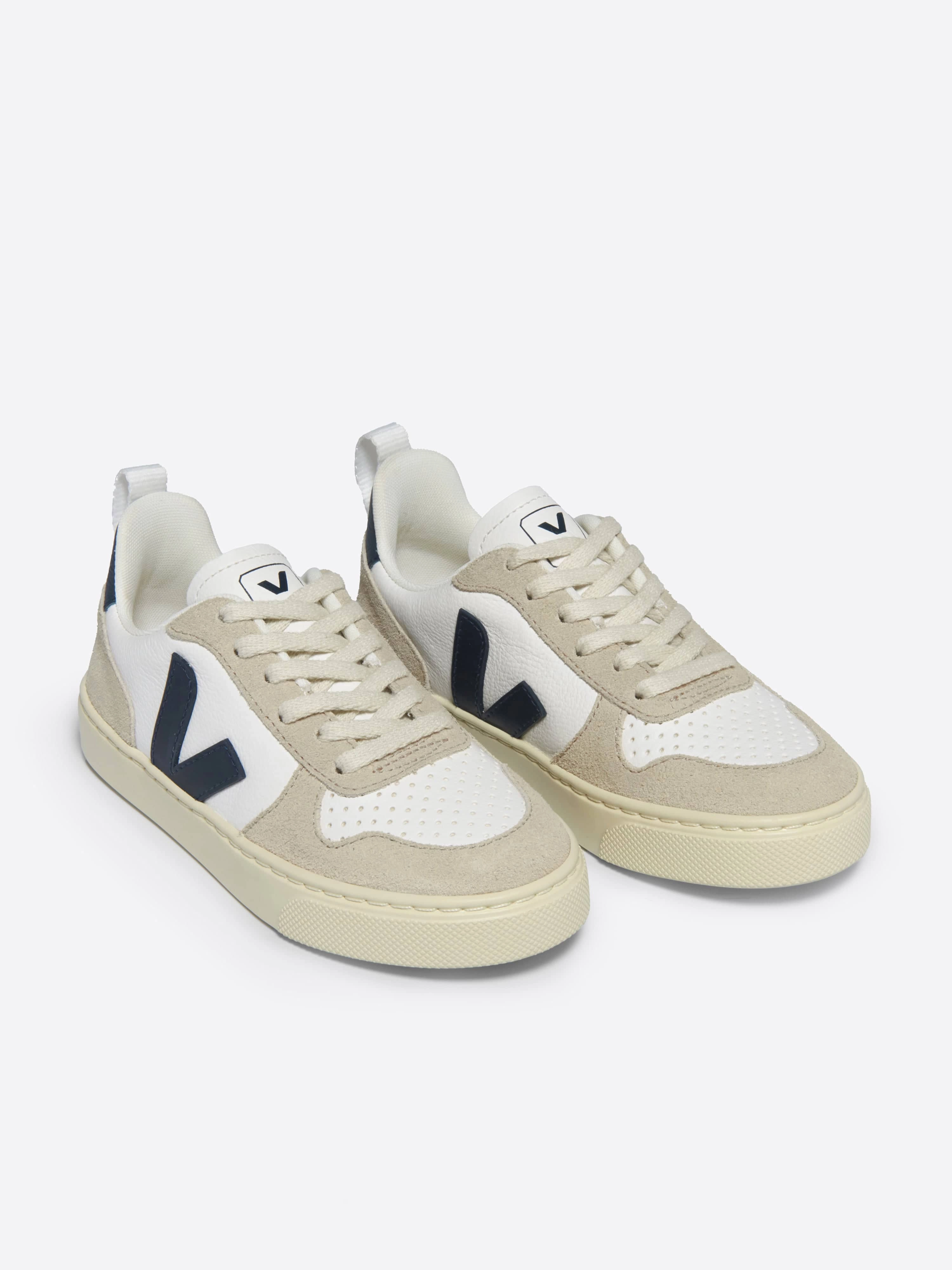 Kids Laces Leather V-10 Trainers in White