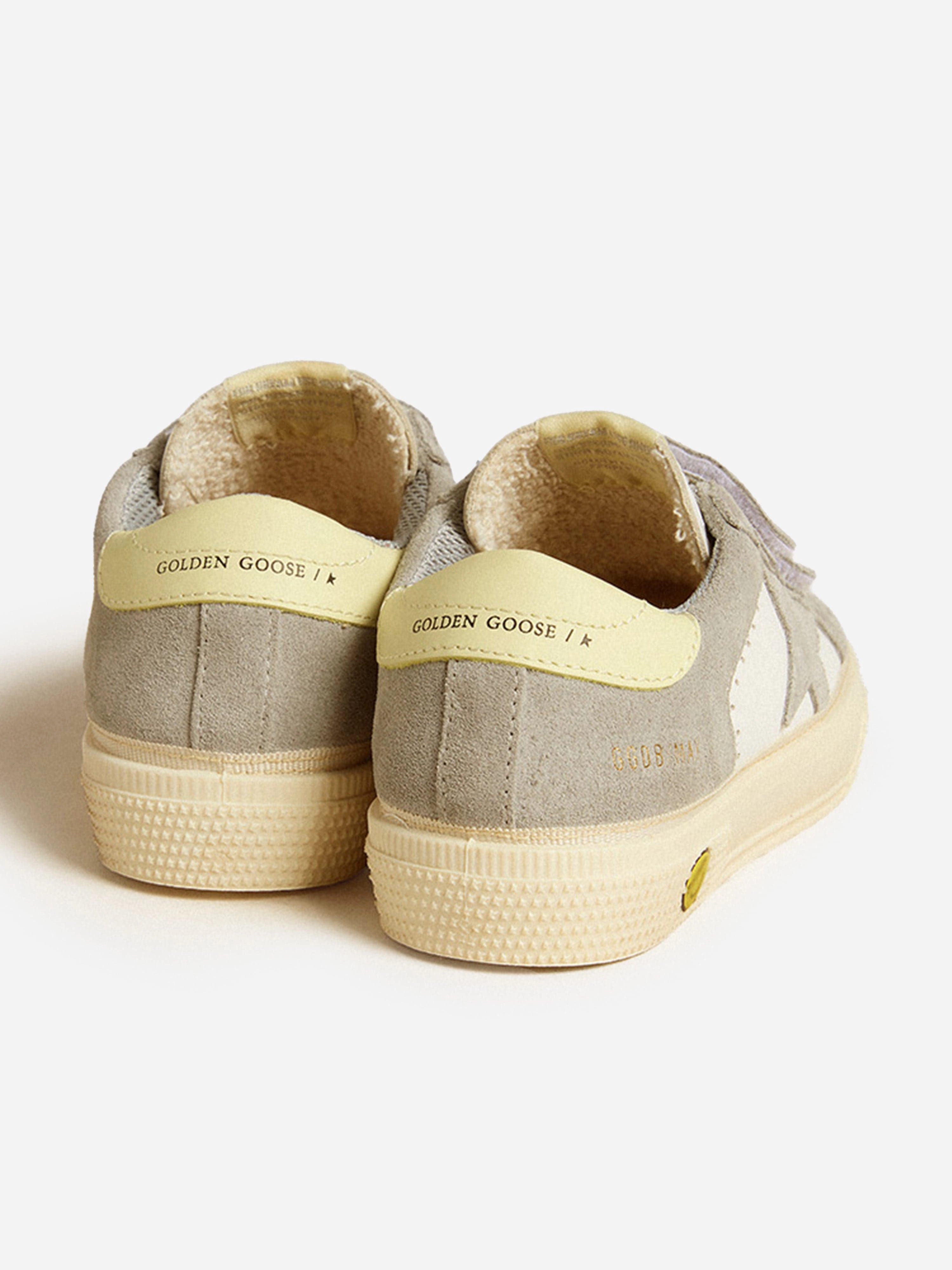 Kids Leather and Suede May School Trainers in White