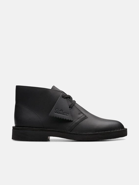 Kids Leather Desert Boots in Black