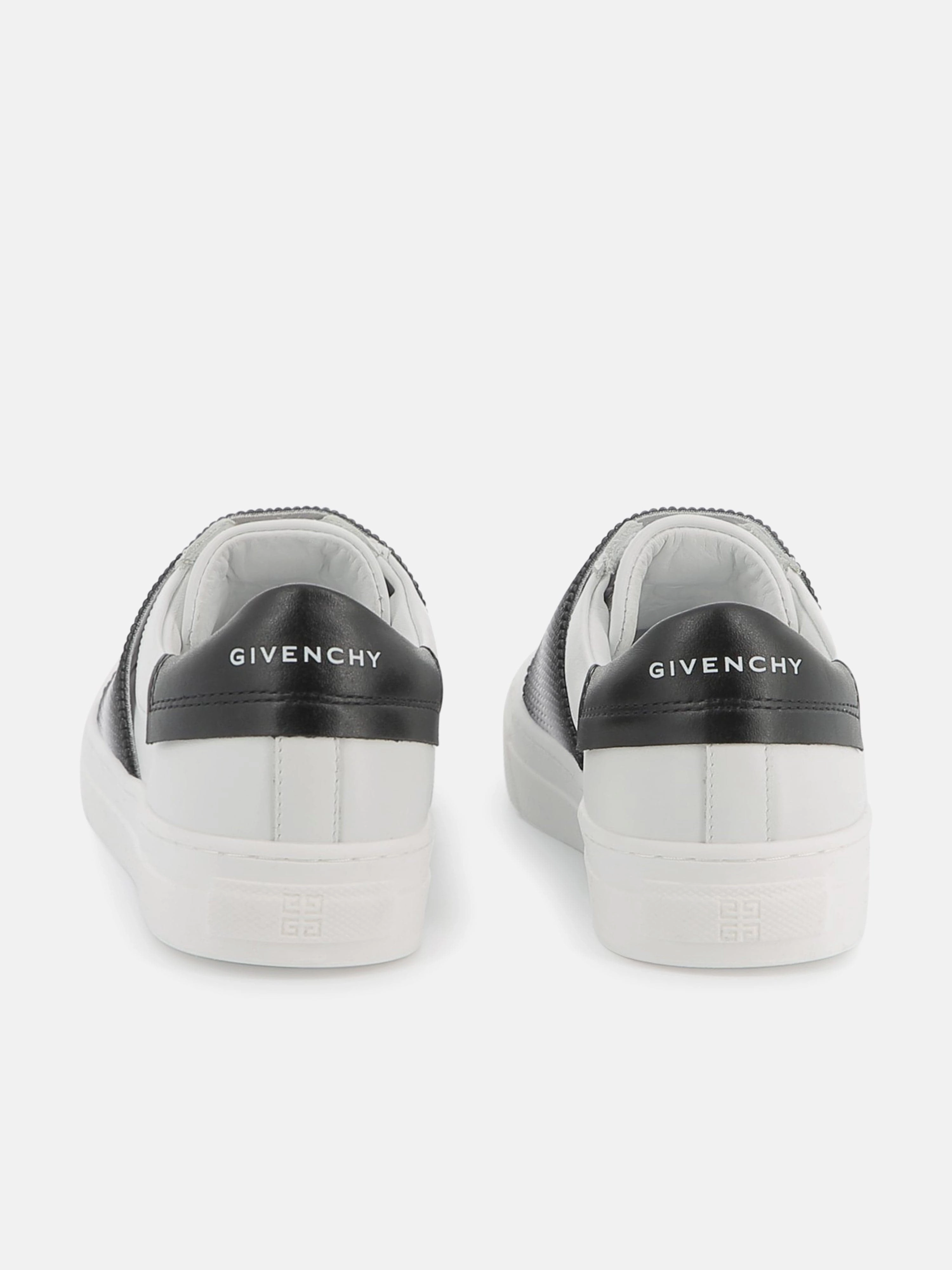 Kids Leather Embroidered Logo Trainers in Black