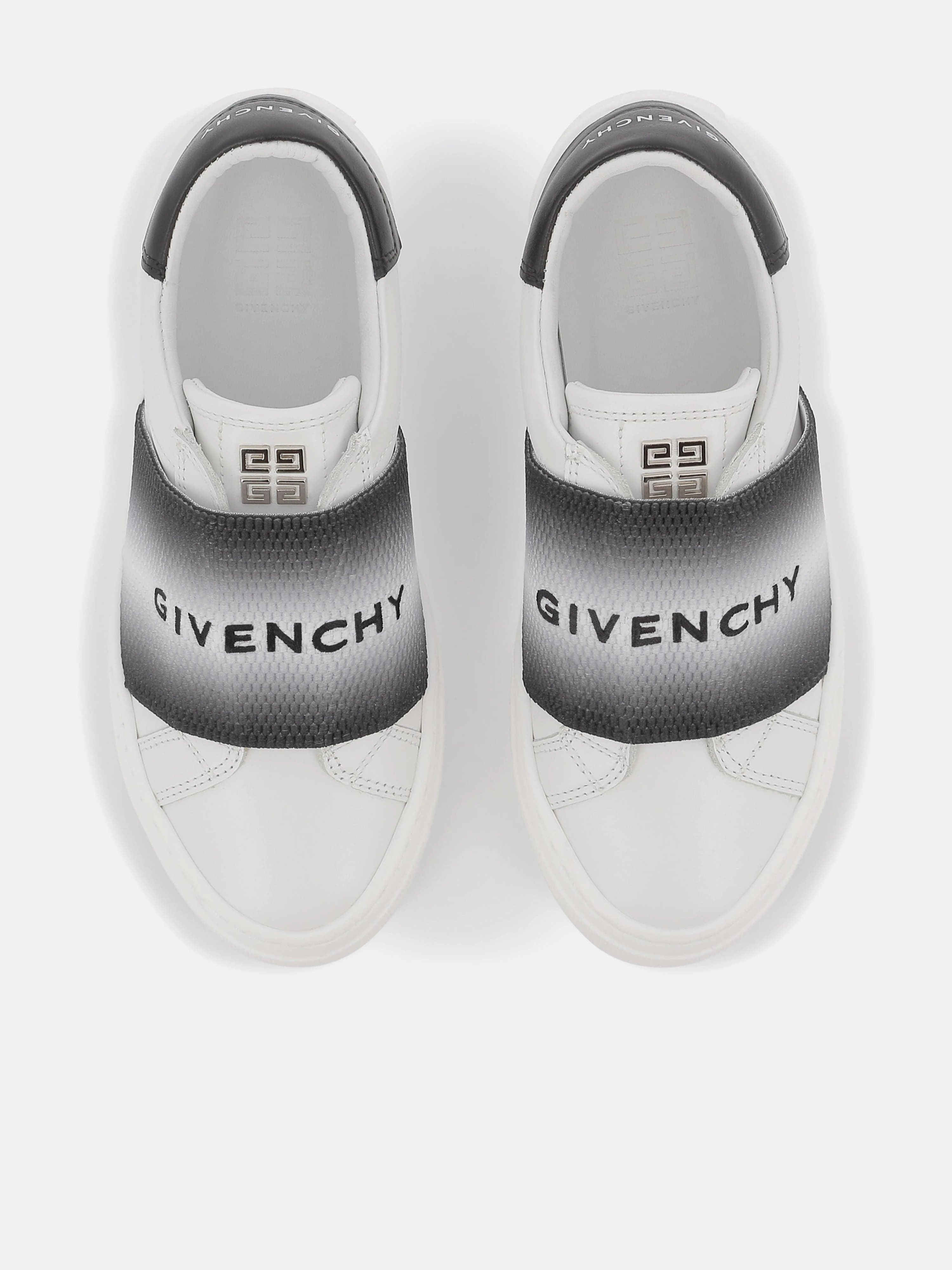 Kids Leather Embroidered Logo Trainers in Black