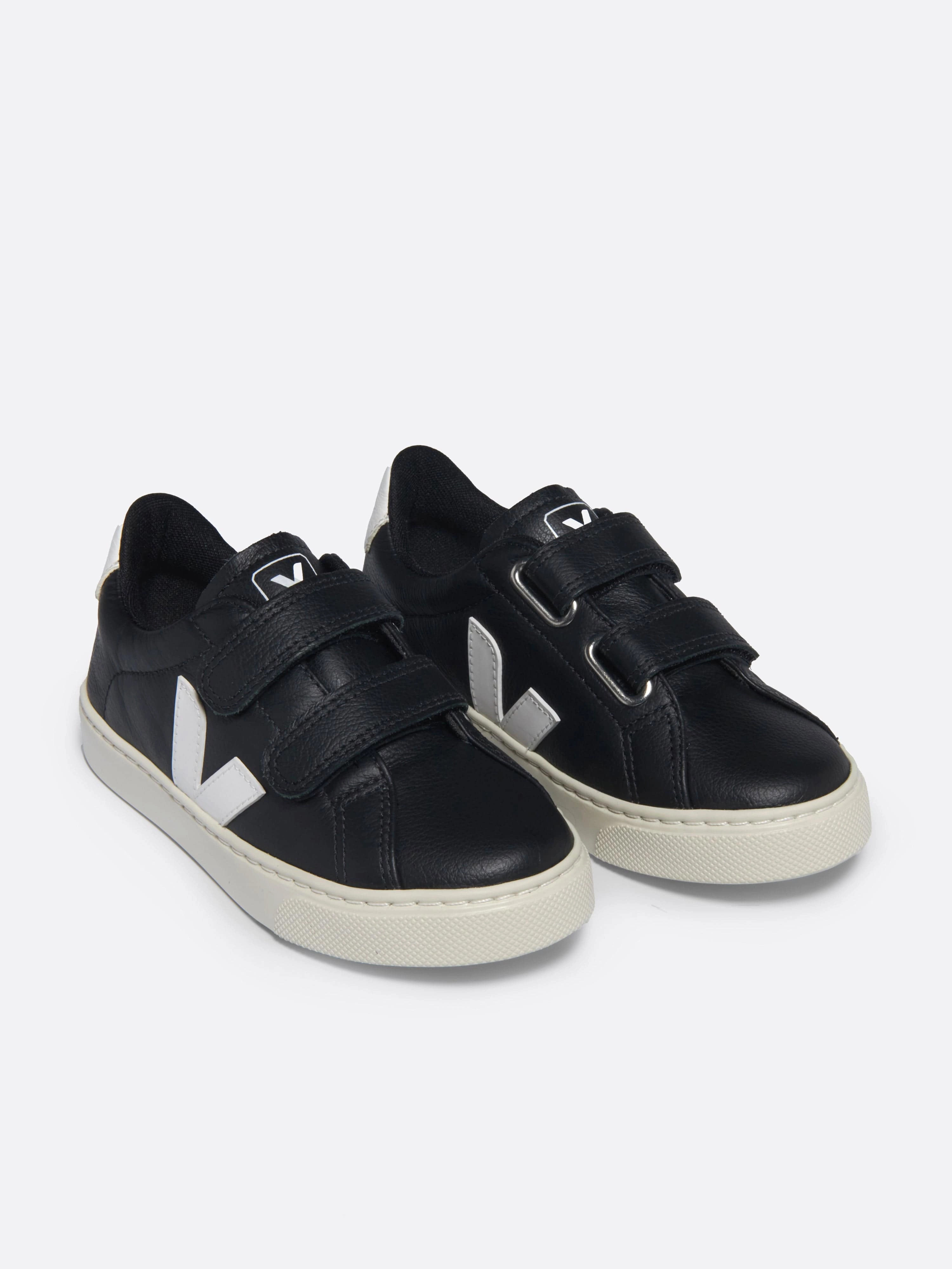 Kids Leather Esplar Trainers in Black