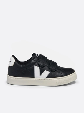 Kids Leather Esplar Trainers in Black