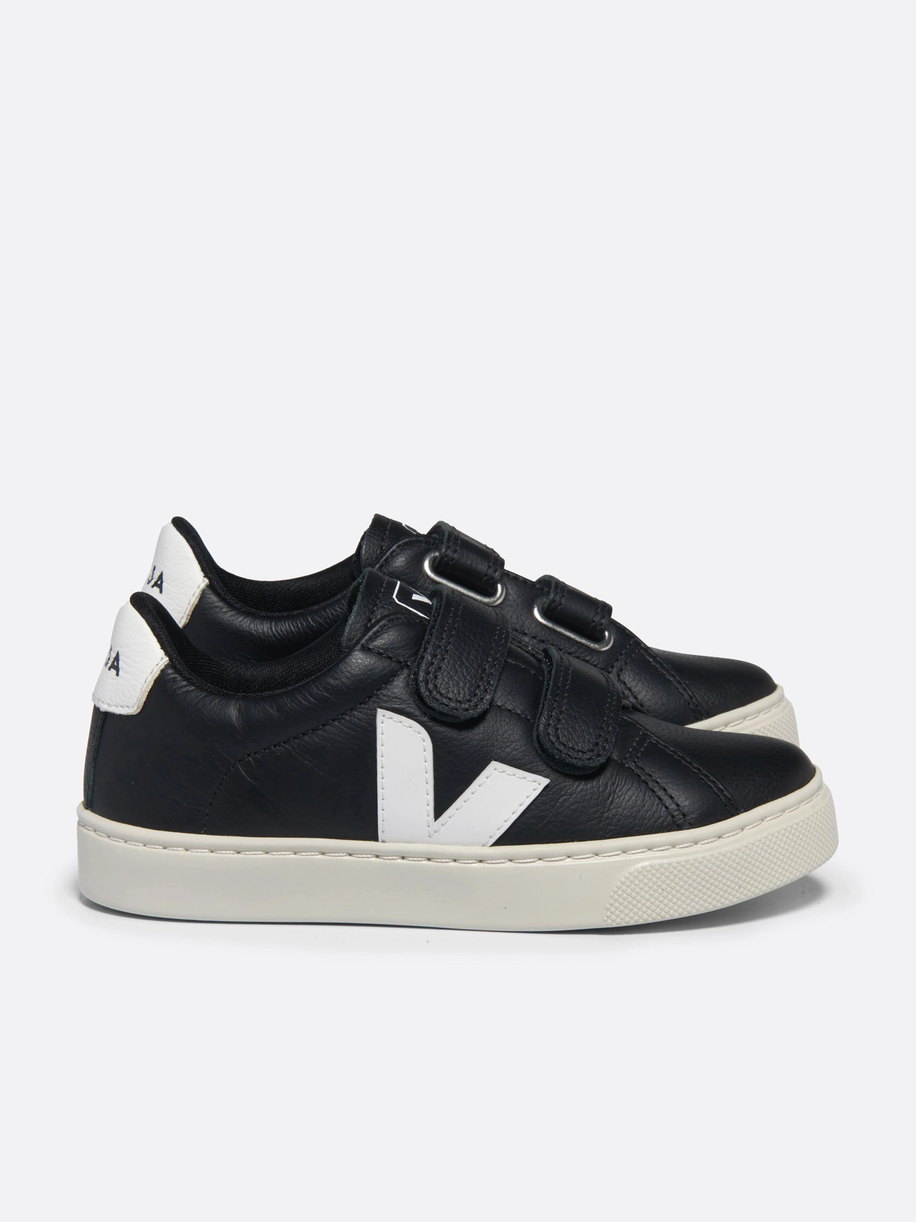 Kids Leather Esplar Trainers in Black