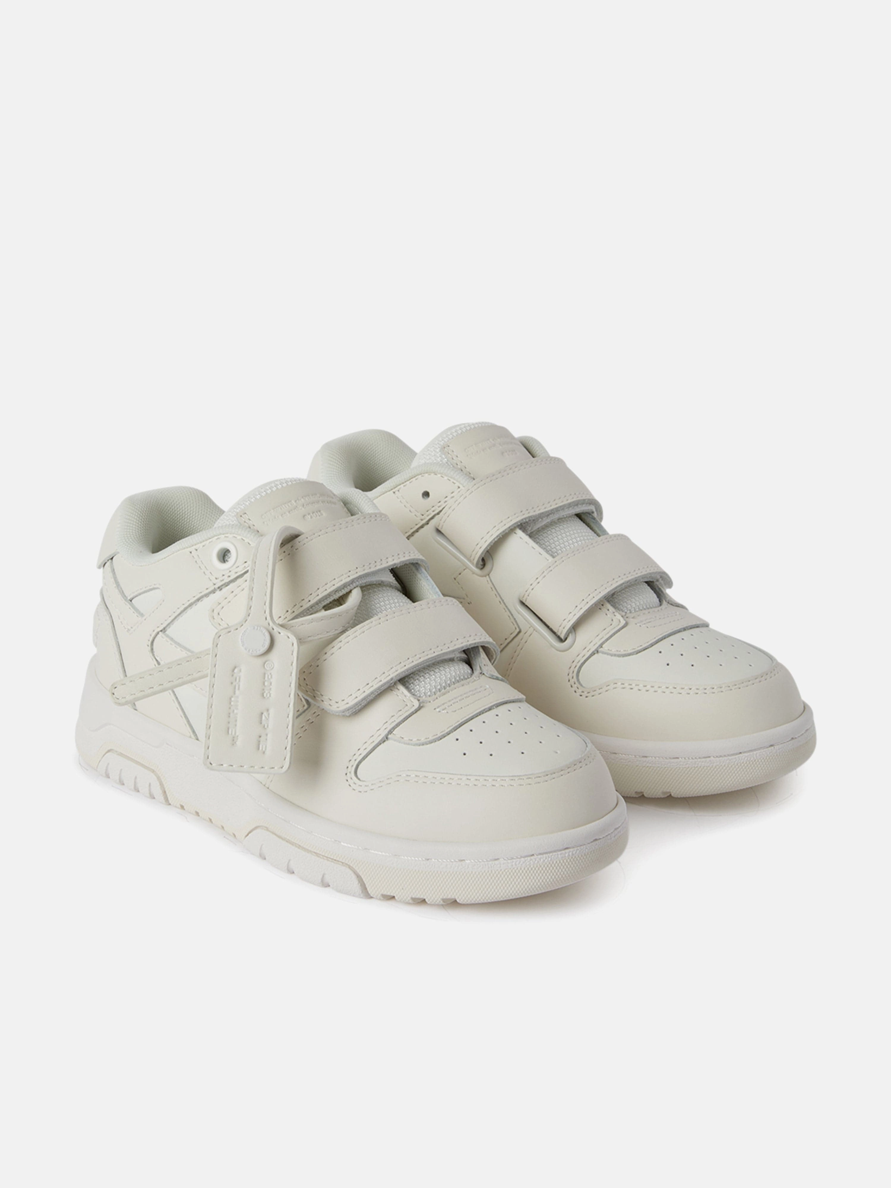 Kids Leather Out Of Office Straps Trainers in Beige