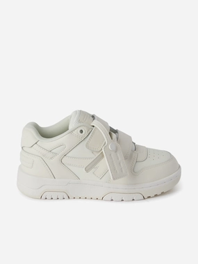 Kids Leather Out Of Office Straps Trainers in Beige