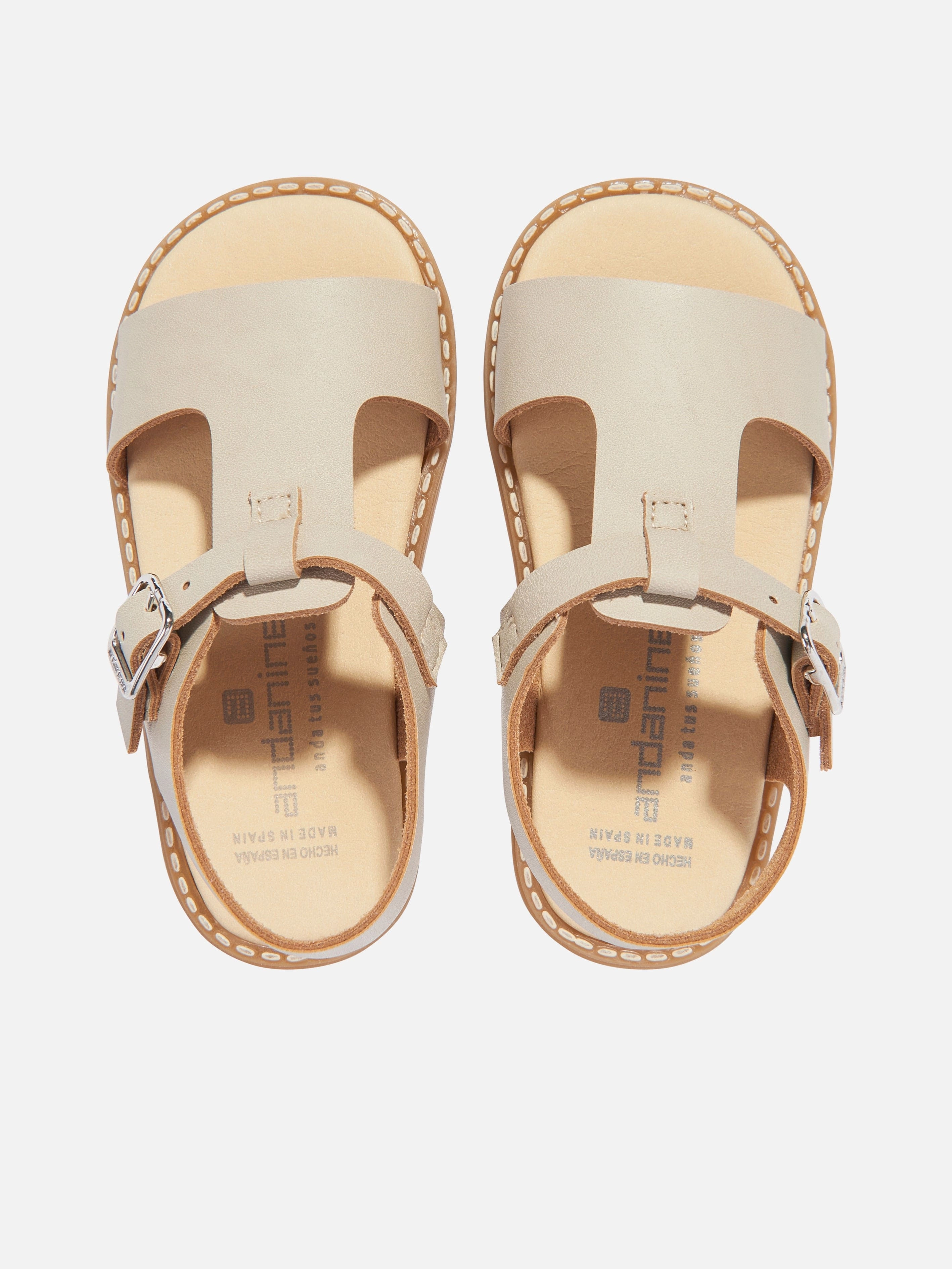Kids Leather Sandals in Beige