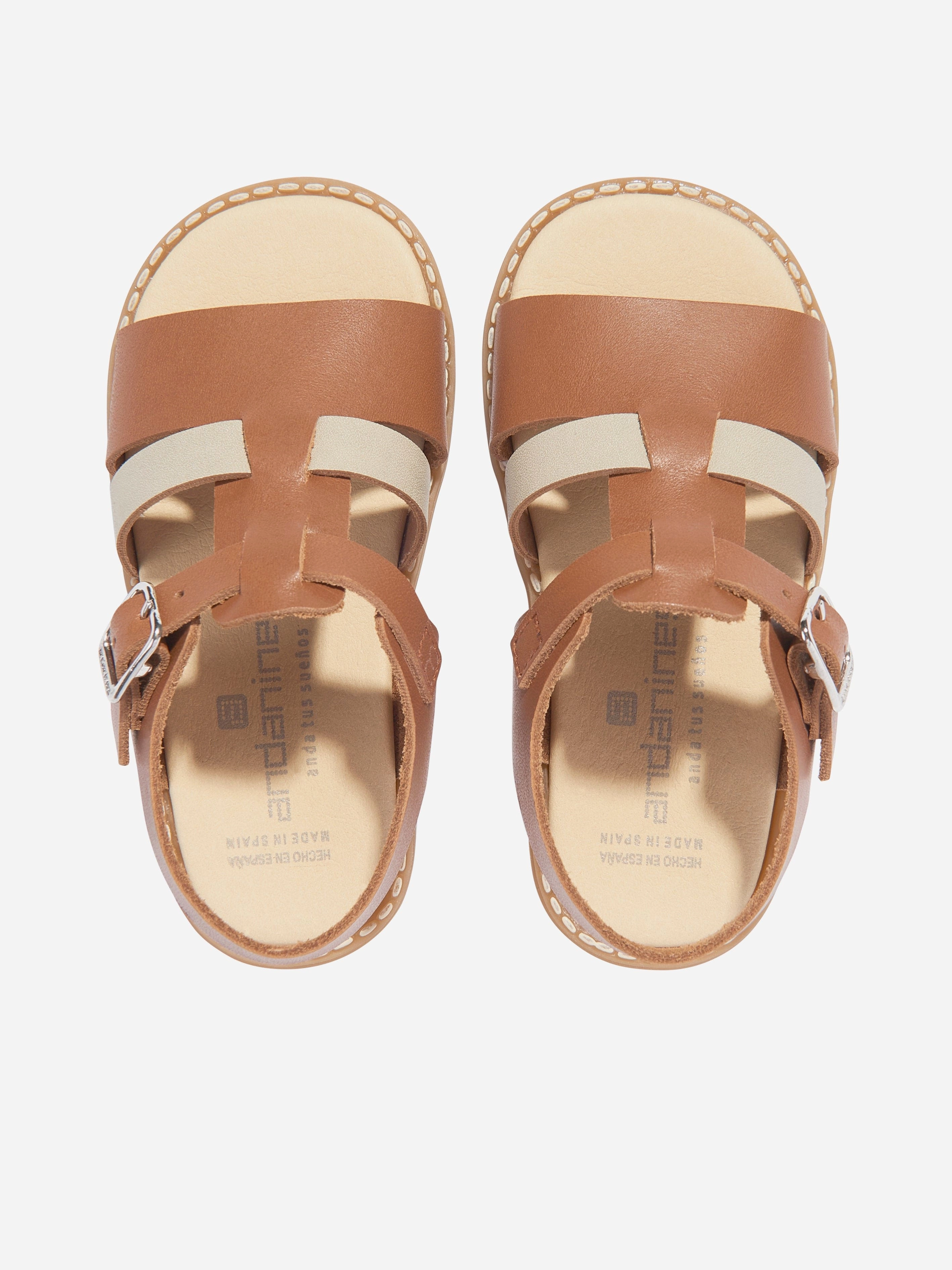 Kids Leather Sandals in Brown