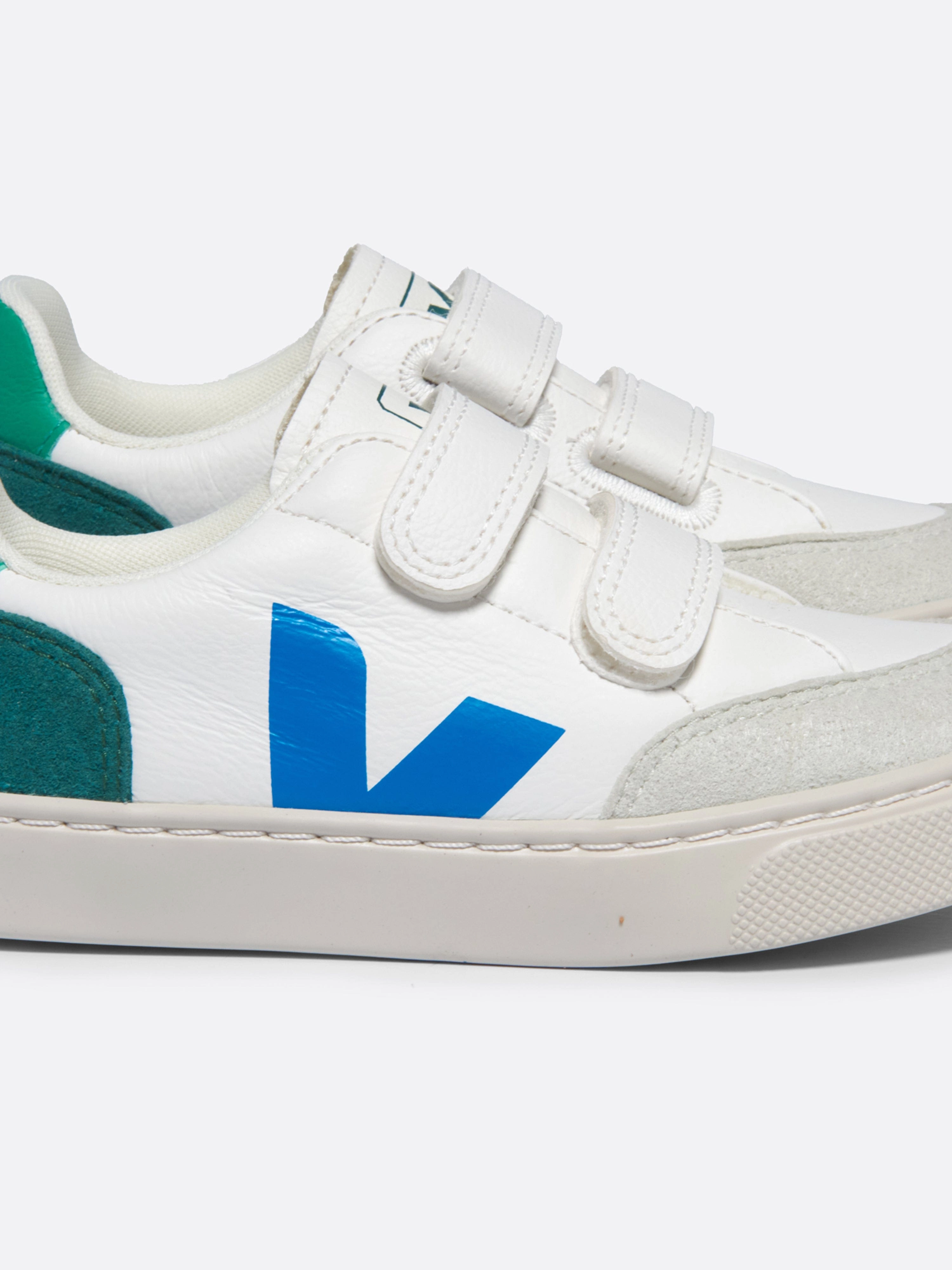 Kids Leather V-12 Trainers in White