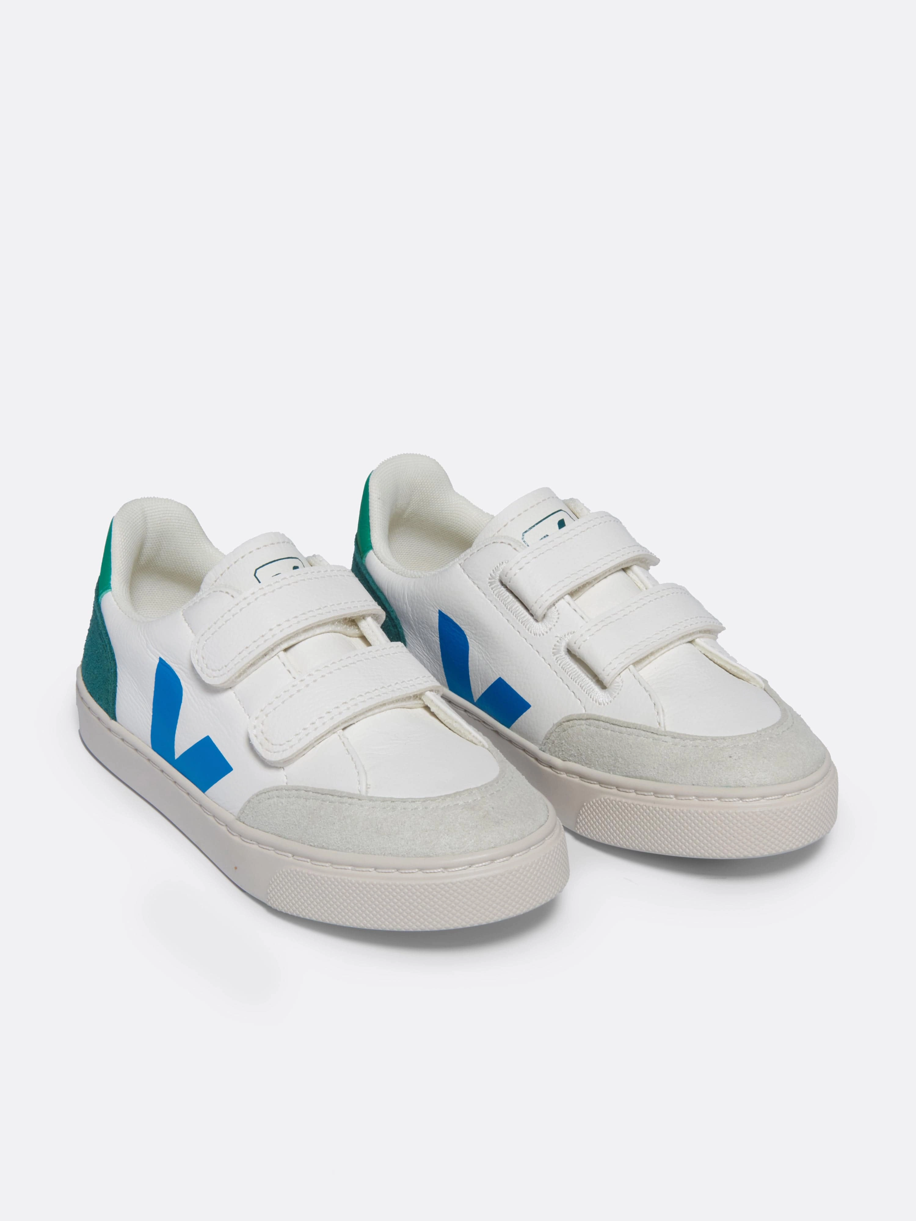 Kids Leather V-12 Trainers in White