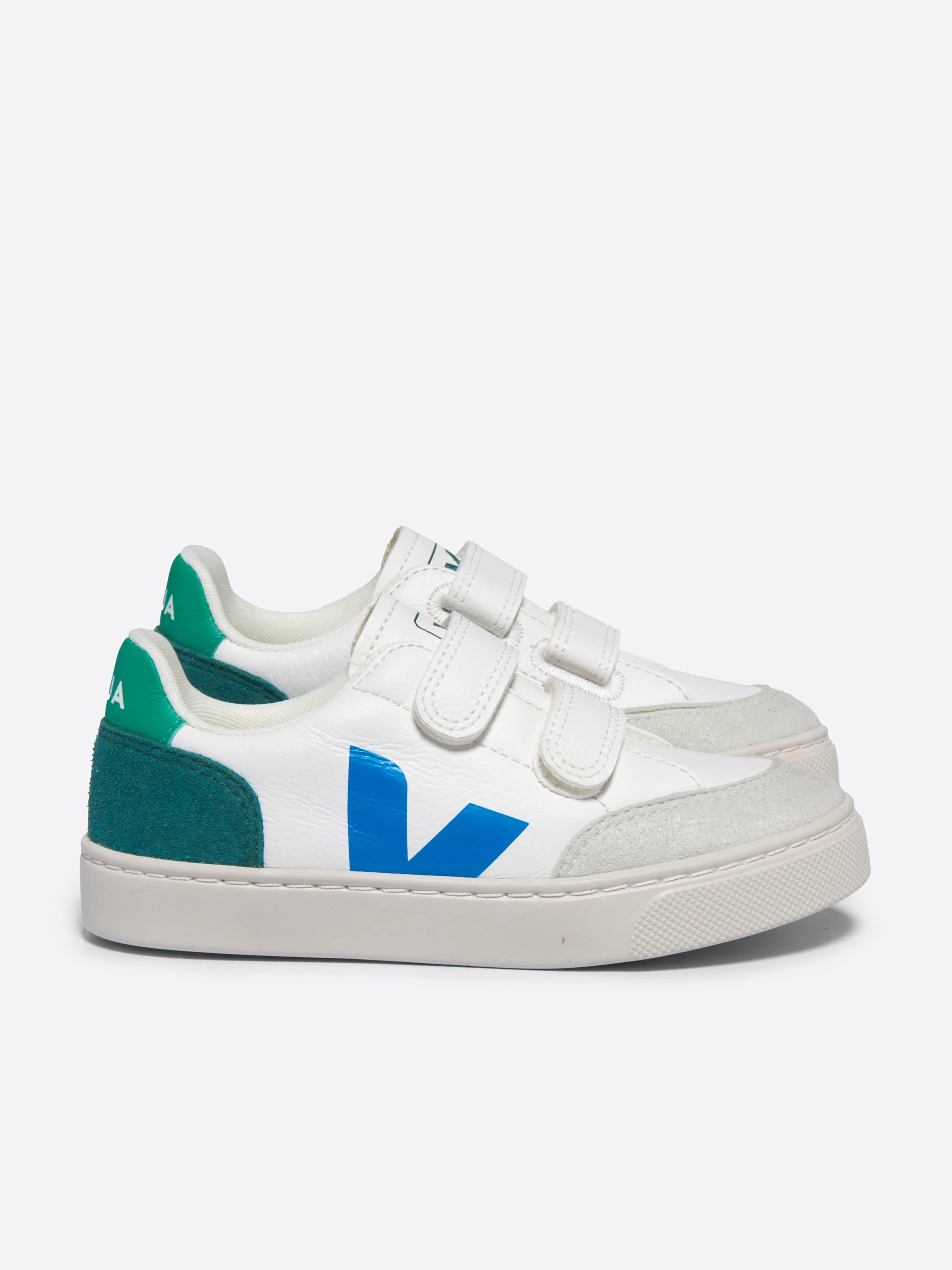 Kids Leather V-12 Trainers in White