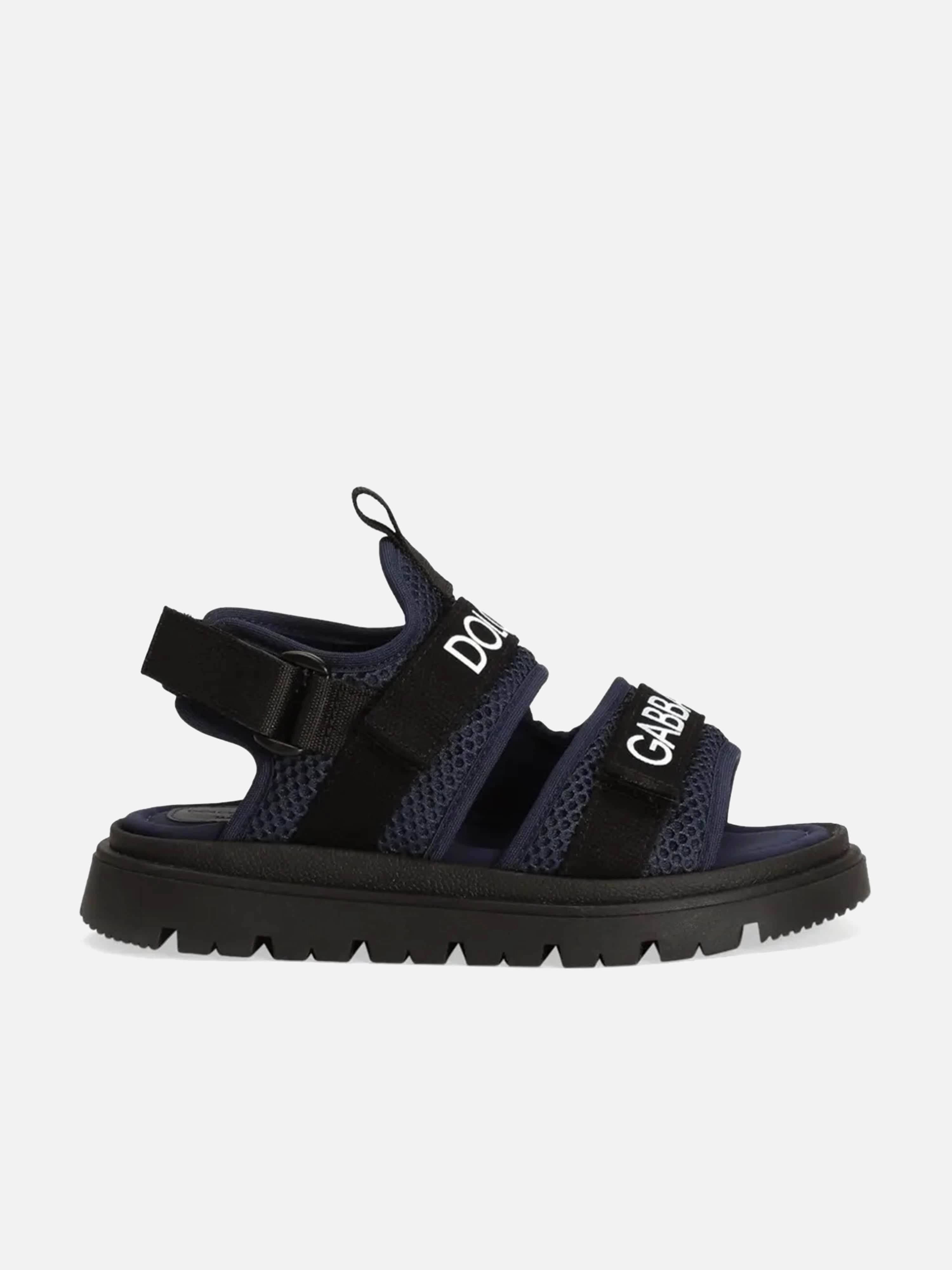 Kids Mesh Logo Tape Sandals in Blue