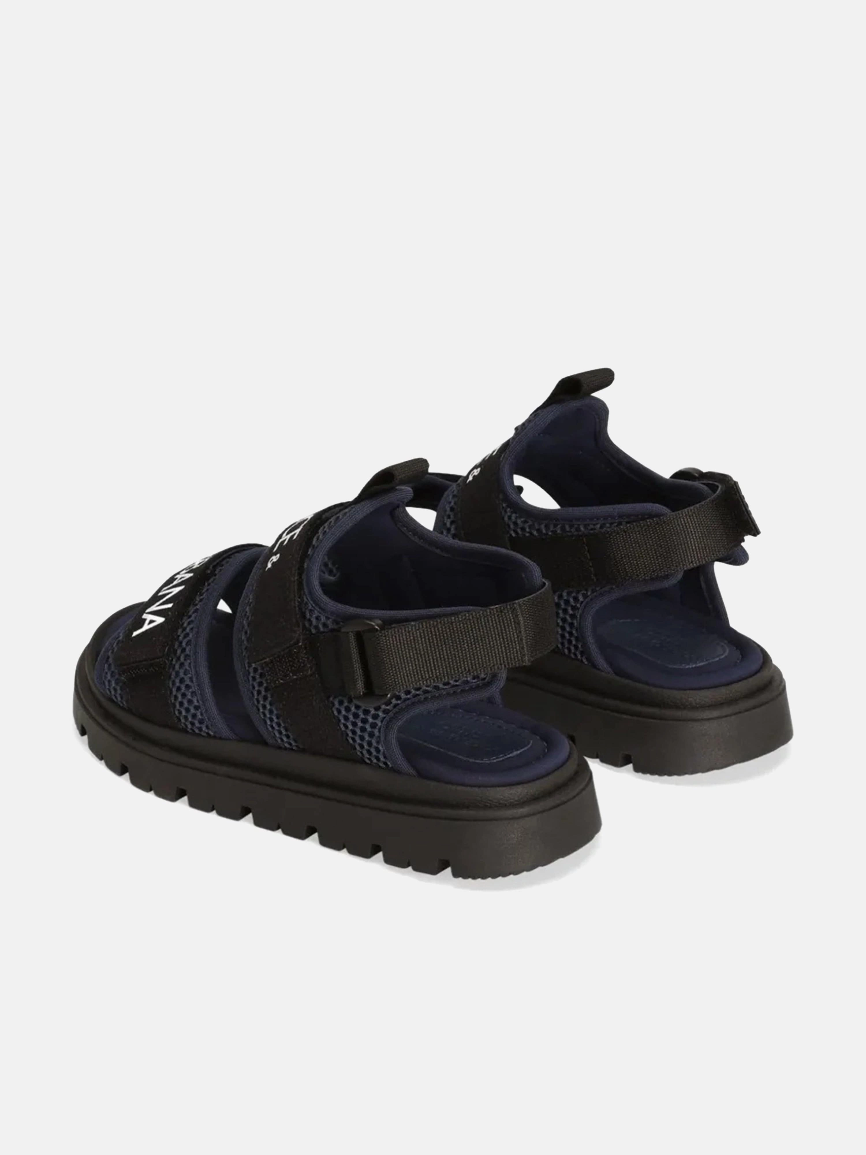 Kids Mesh Logo Tape Sandals in Blue