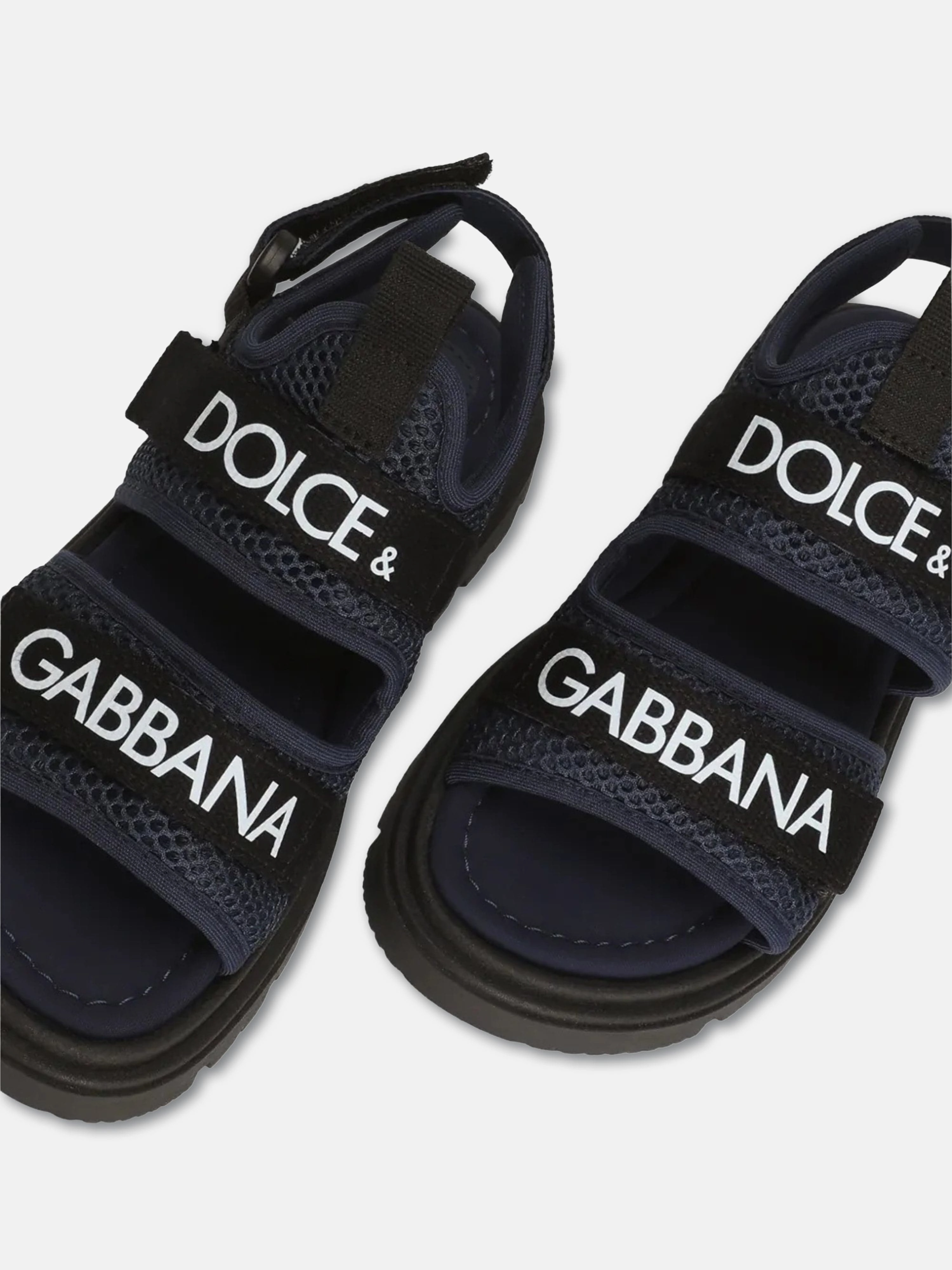 Kids Mesh Logo Tape Sandals in Blue