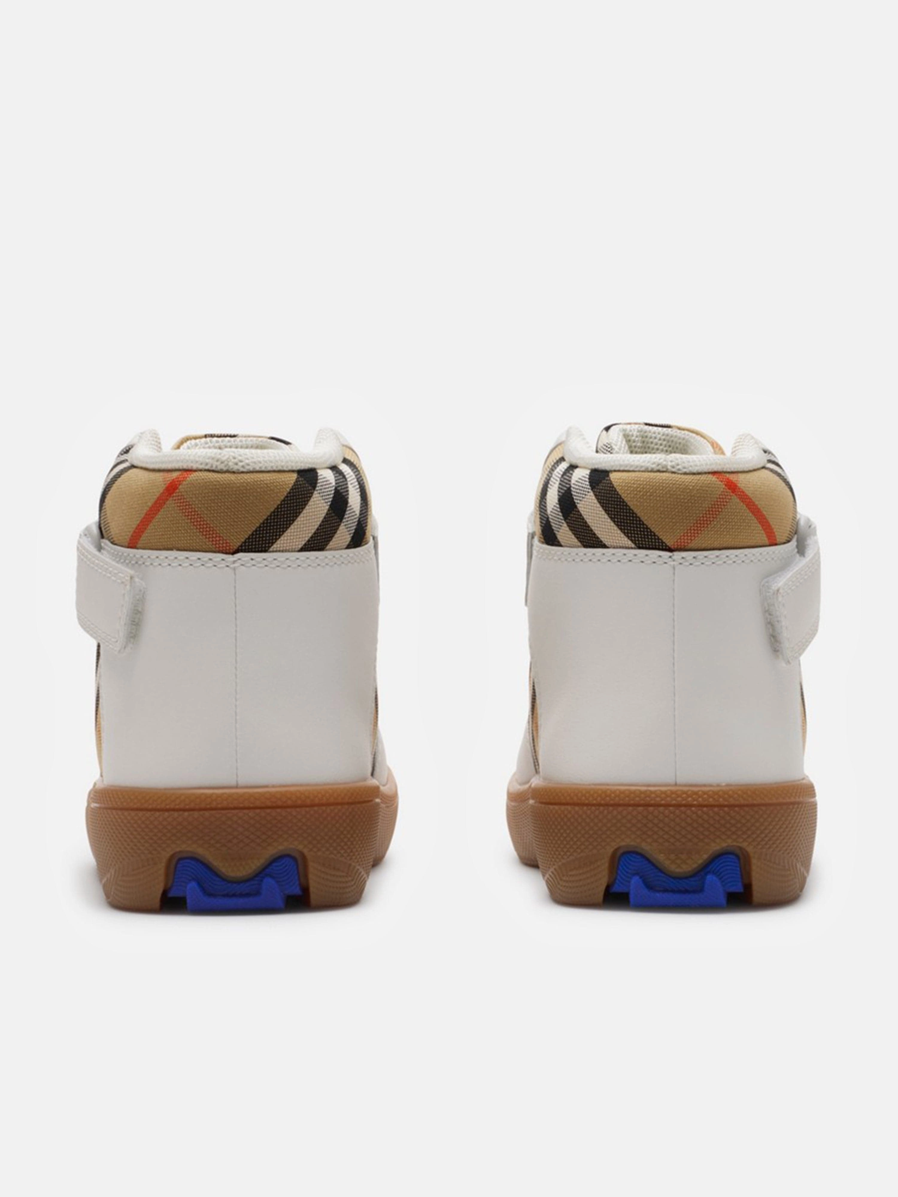 Kids Sheldon Check Trainers in White