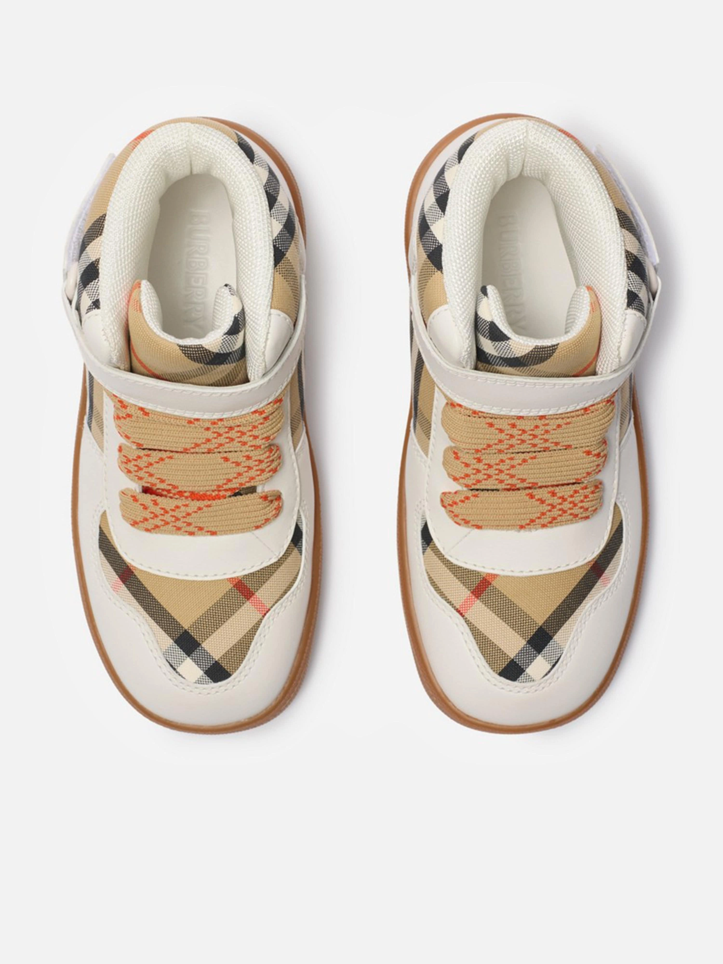 Kids Sheldon Check Trainers in White
