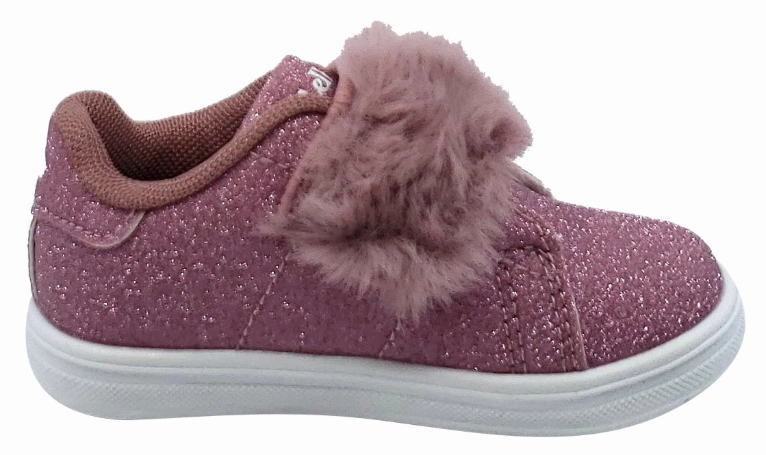 Lelli Kelly Girl's Pink Sparkle Hook and Loop Faux Fur Sneakers