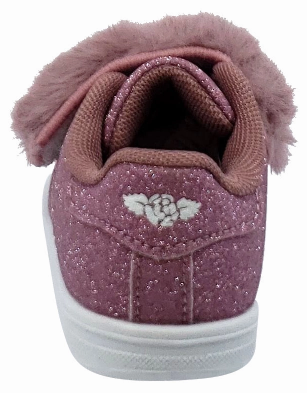 Lelli Kelly Girl's Pink Sparkle Hook and Loop Faux Fur Sneakers