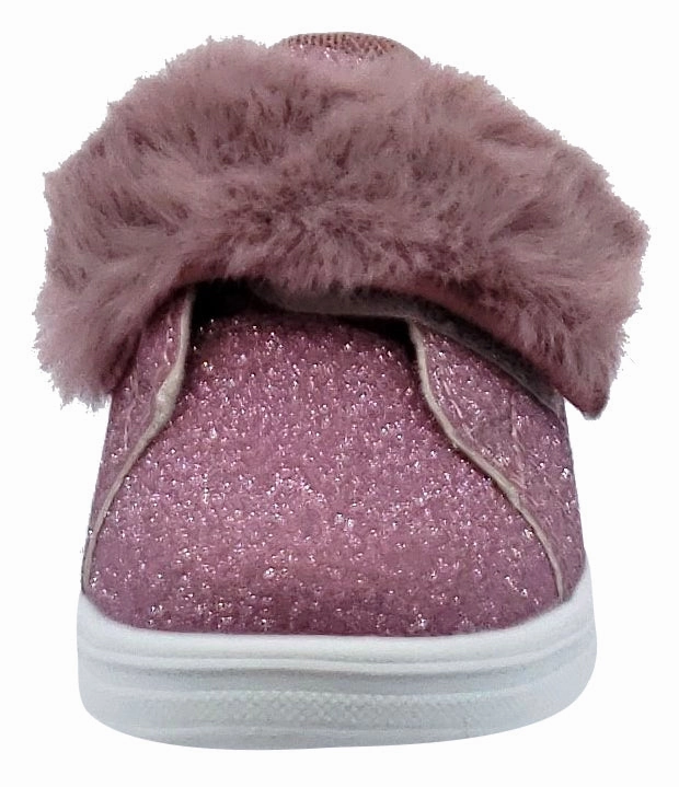 Lelli Kelly Girl's Pink Sparkle Hook and Loop Faux Fur Sneakers