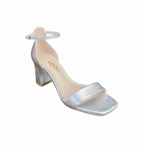 Locomi Silver Ankle Strap Sandal