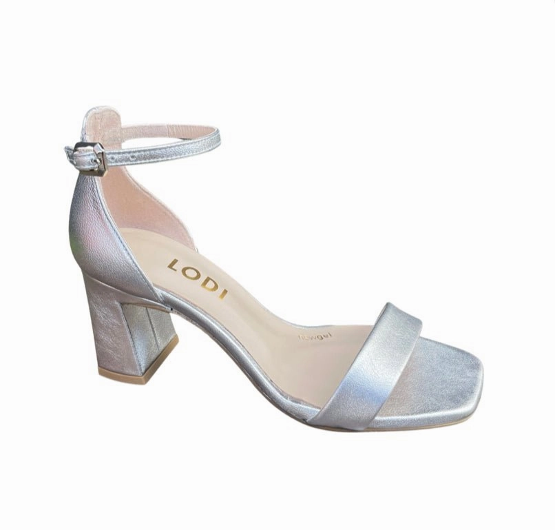 Locomi Silver Ankle Strap Sandal