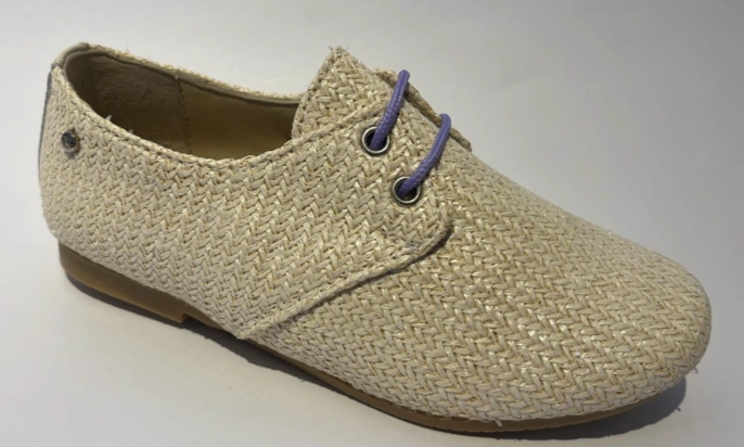 Manuela De Juan Charles Beige Eyra Cream Weave Dress Shoe