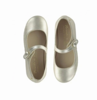 Manuela De Juan Girls Mimi Platino Gold Leather Mary Jane
