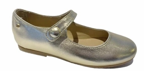 Manuela De Juan Girls Mimi Platino Gold Leather Mary Jane