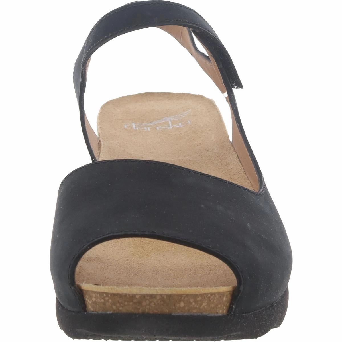 Marcy Milled Womens Leather Peep Toe Wedge Sandals