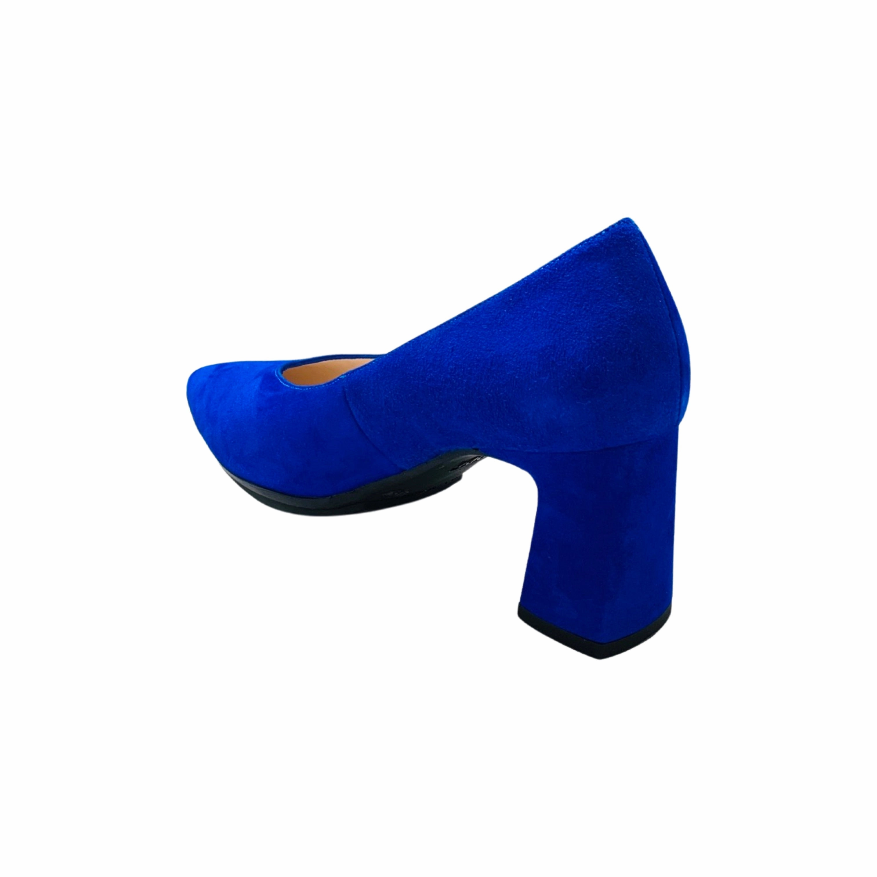 Masana Cobalt Suede Block Heel Pump