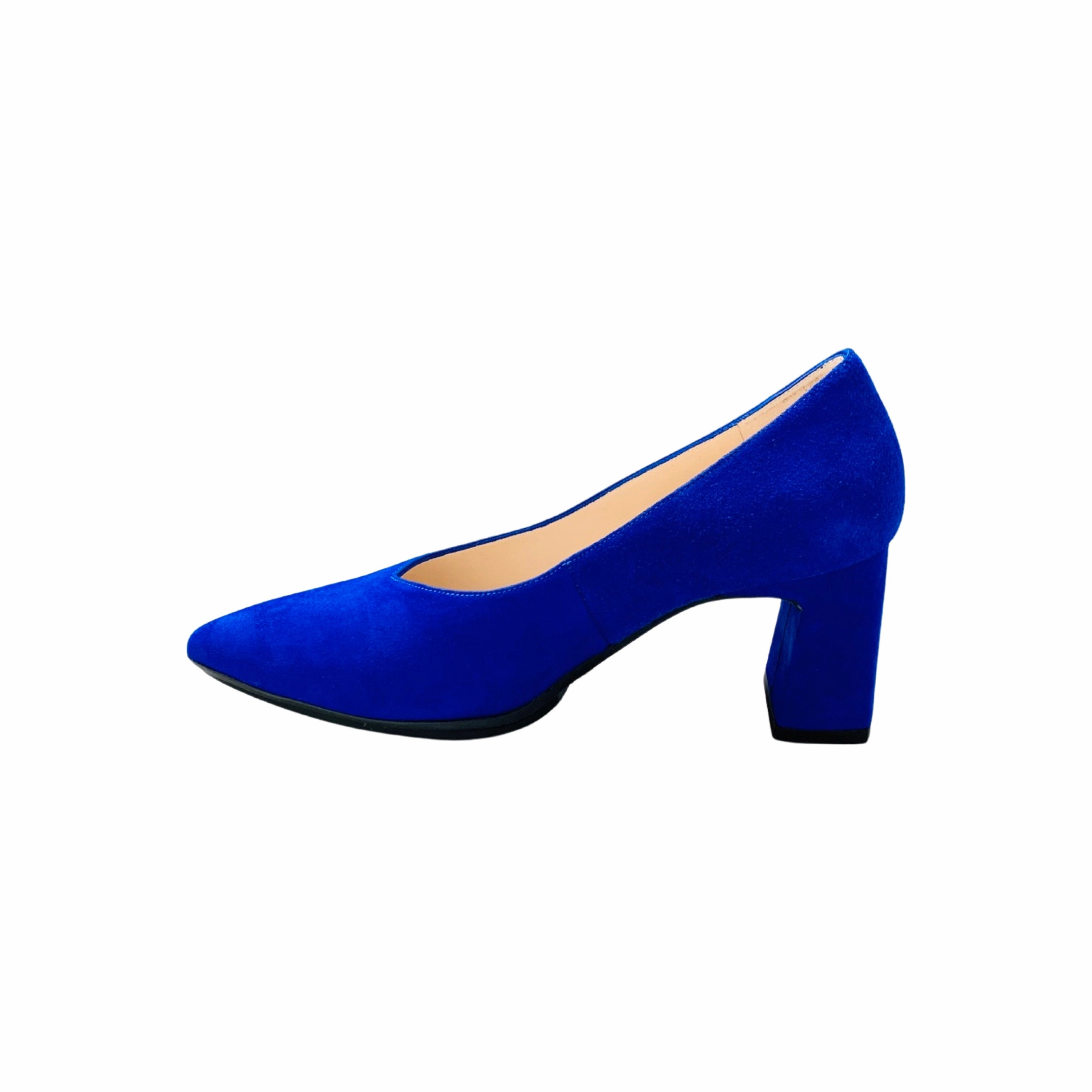 Masana Cobalt Suede Block Heel Pump