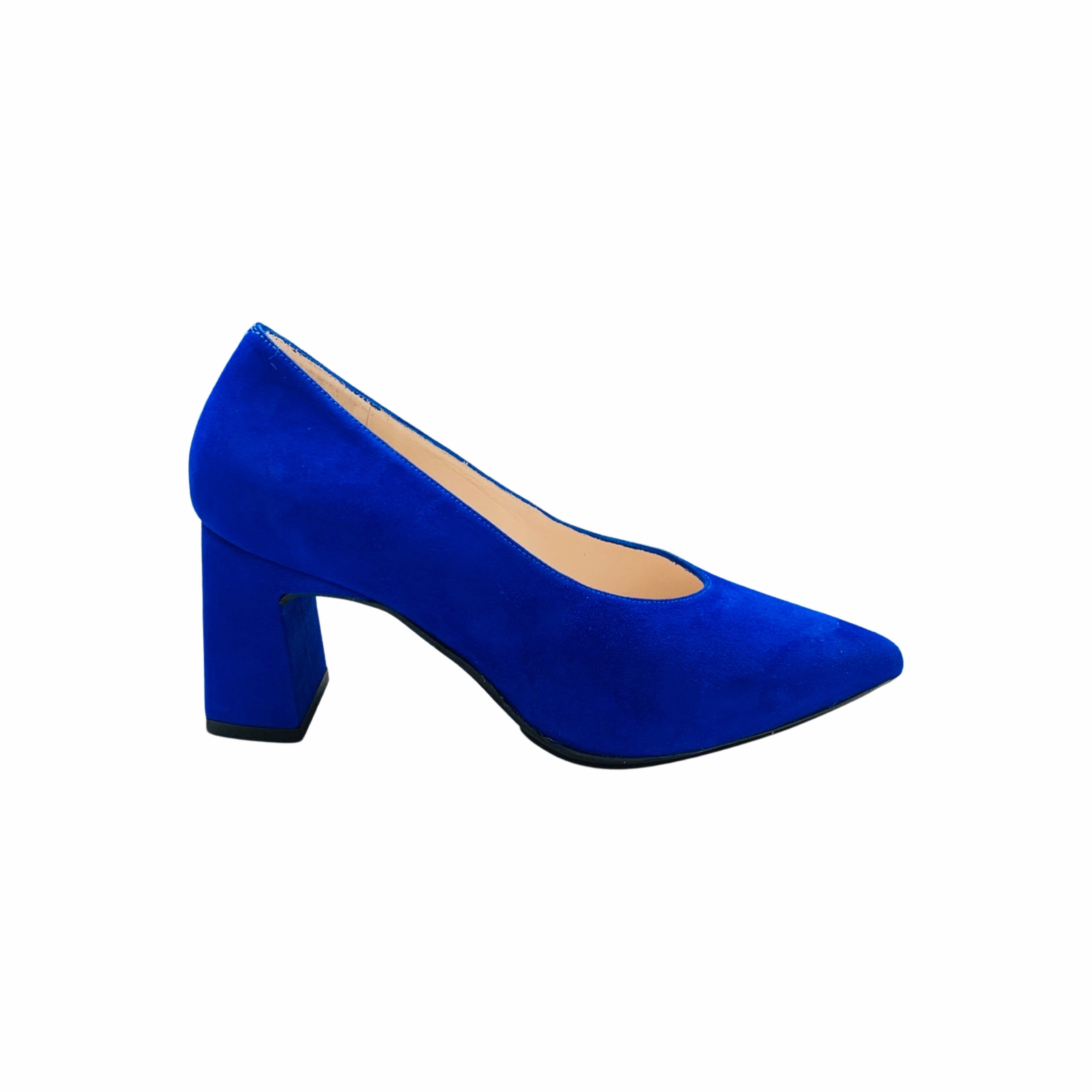 Masana Cobalt Suede Block Heel Pump
