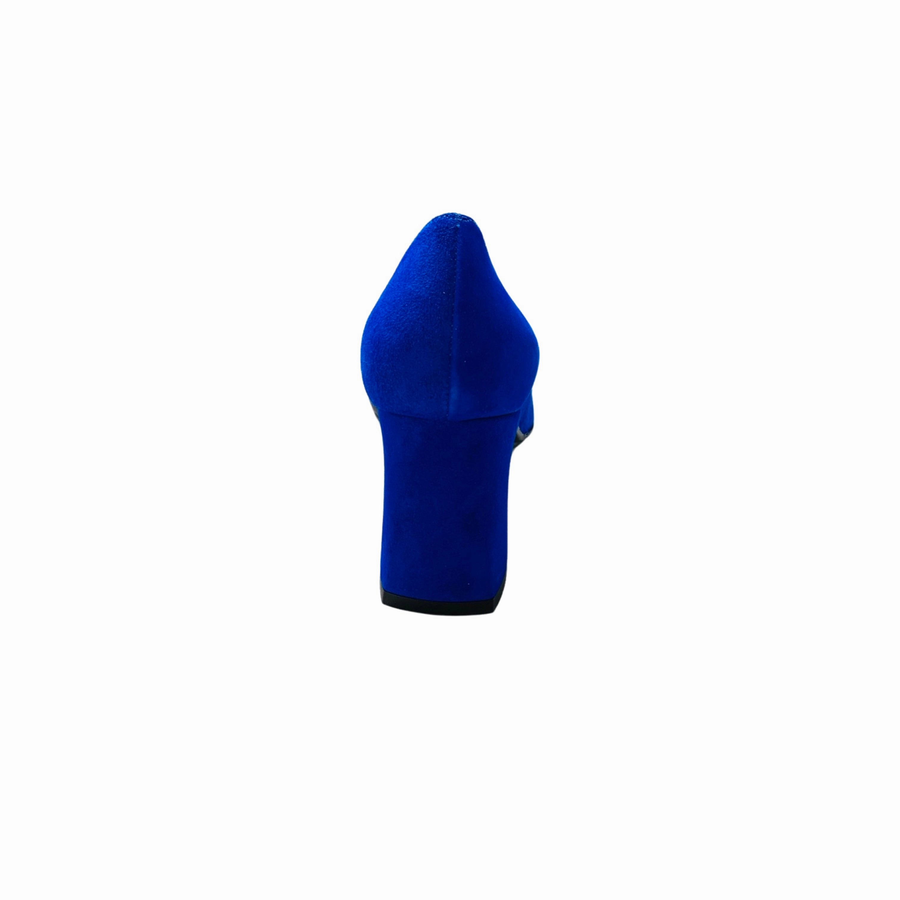 Masana Cobalt Suede Block Heel Pump