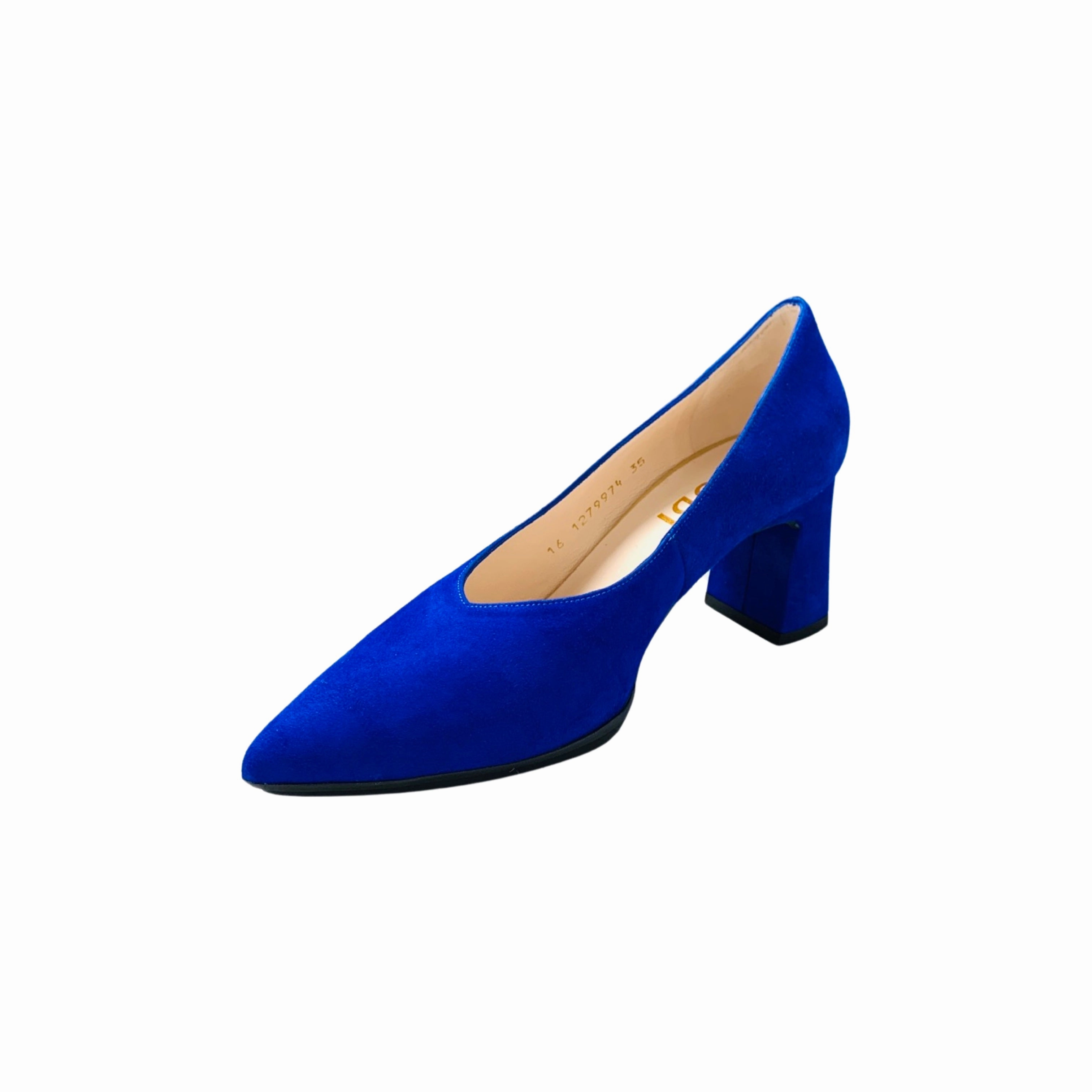 Masana Cobalt Suede Block Heel Pump