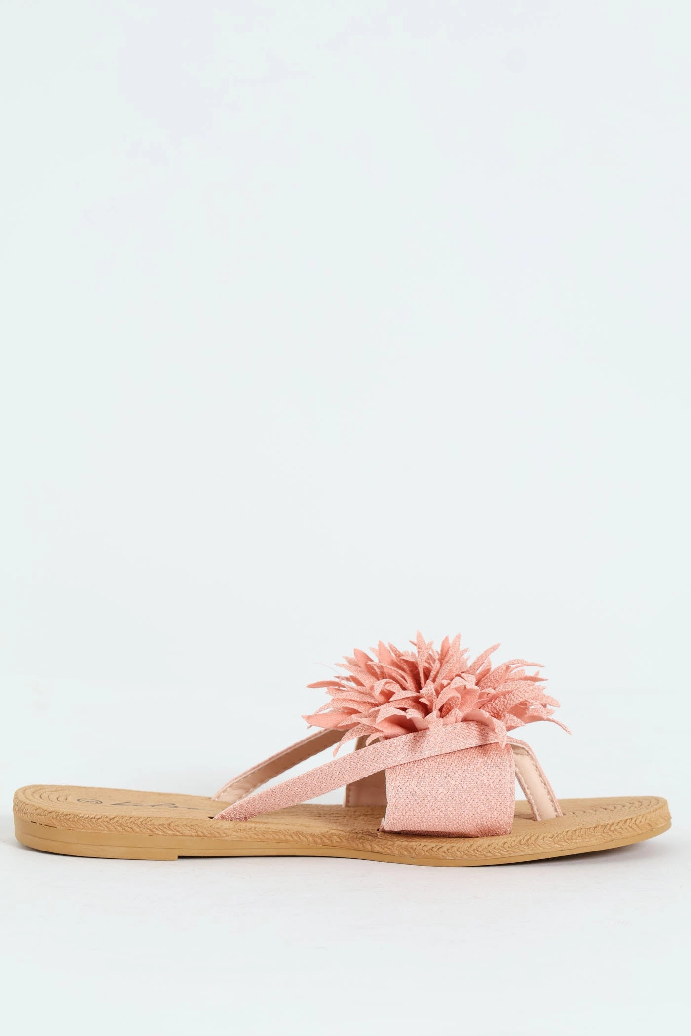 Moulded Thick Strap Mule With Flower Detail - Blush
