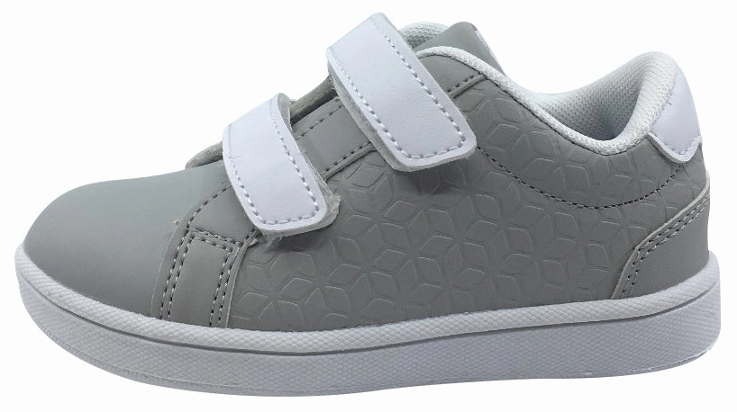 My Brooklyn The Original Boy's and Girl's Sneaker in Grey with White Double Straps