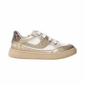 Naturino Girl's (Sizes 33-35) Picho White/Gold Sneaker