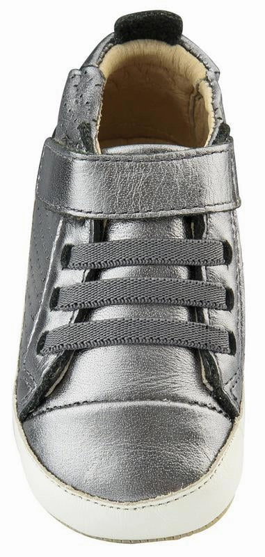 Old Soles Cheer Bambini First Walker Trainer Sneakers, Rich Silver / White