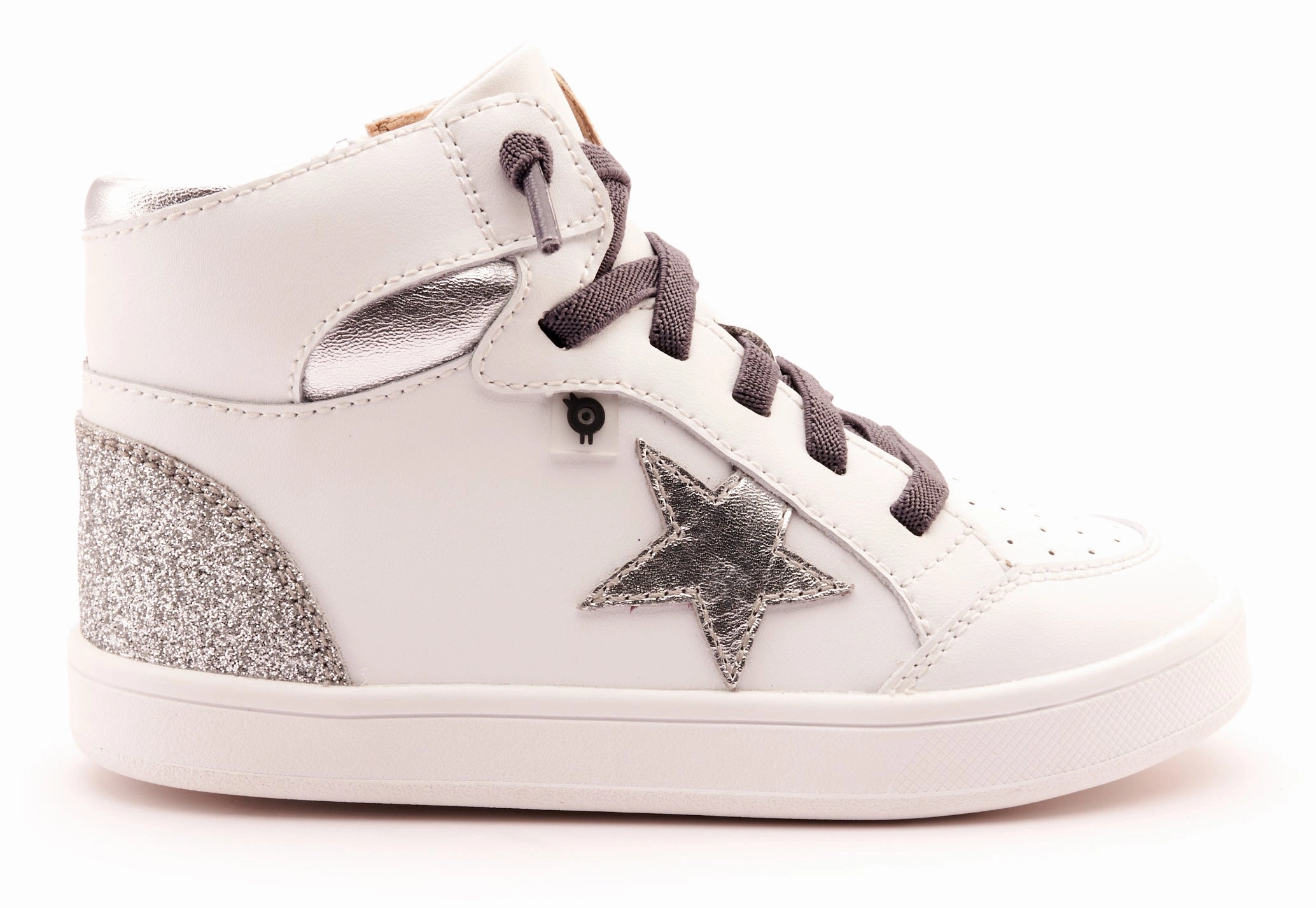 Old Soles Girl's 1003 Starling Casual Shoes - Snow / Silver / Glam Argent / White Sole