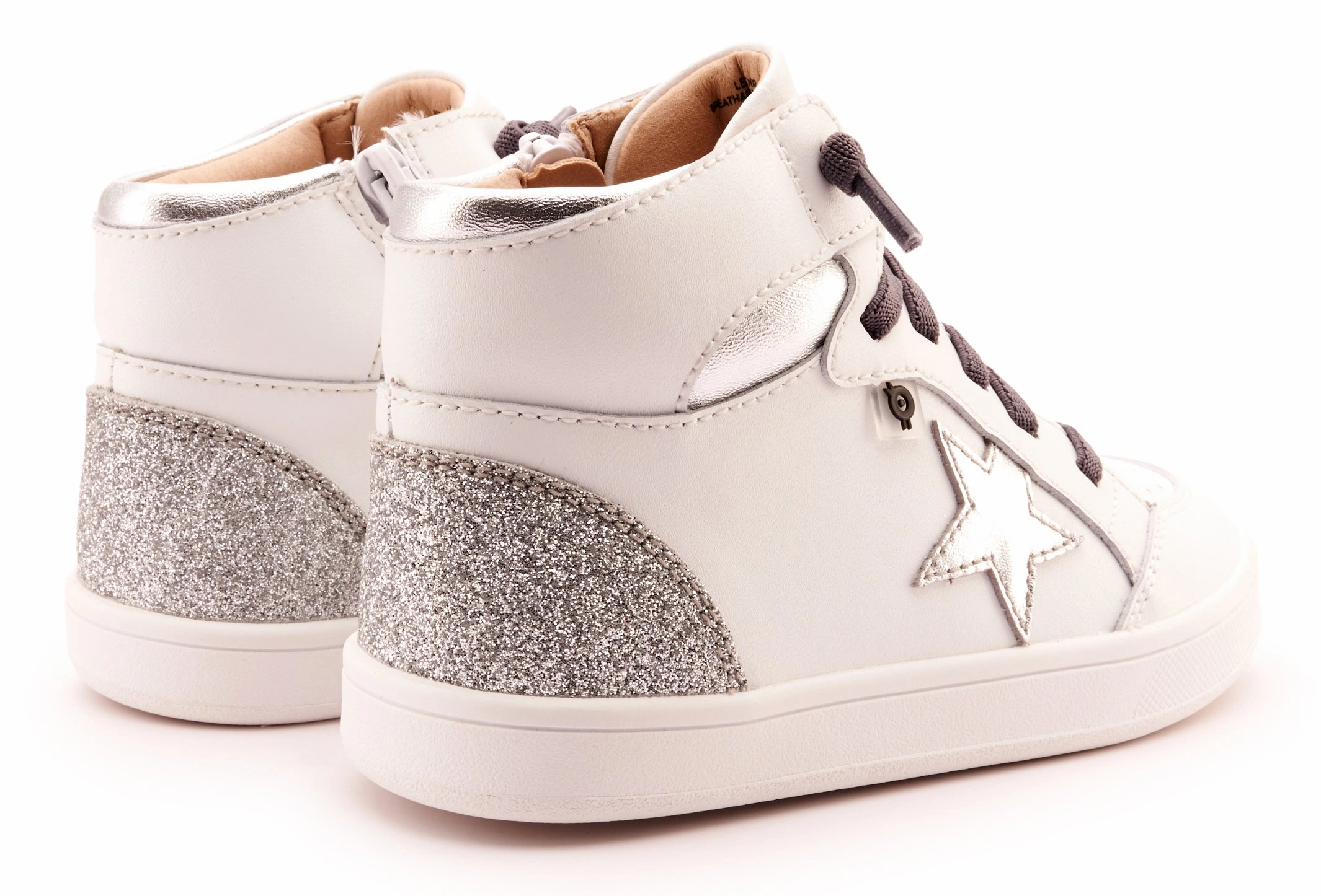 Old Soles Girl's 1003 Starling Casual Shoes - Snow / Silver / Glam Argent / White Sole