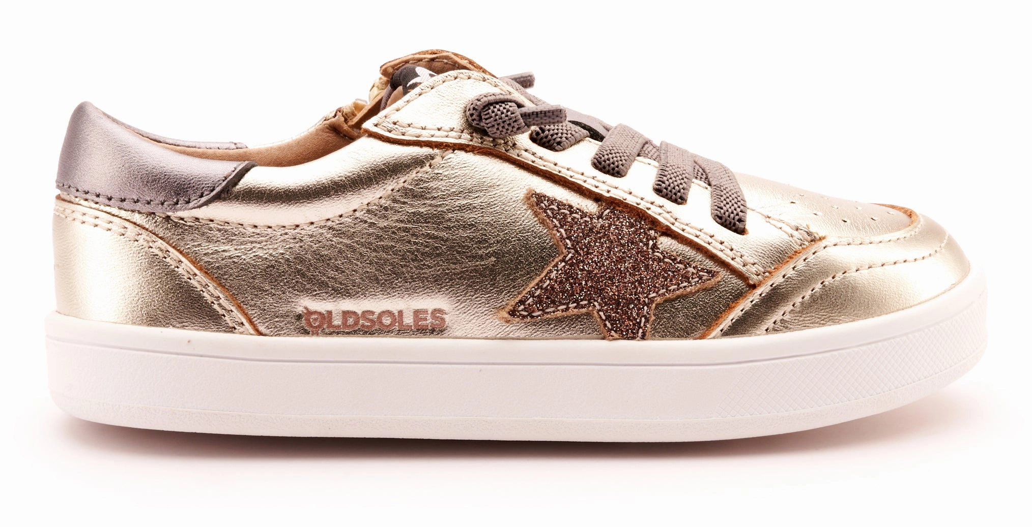 Old Soles Girl's 1006 Platinum Runner Casual Shoes - Titanium / Glam Choc / Rich Silver / White Sole