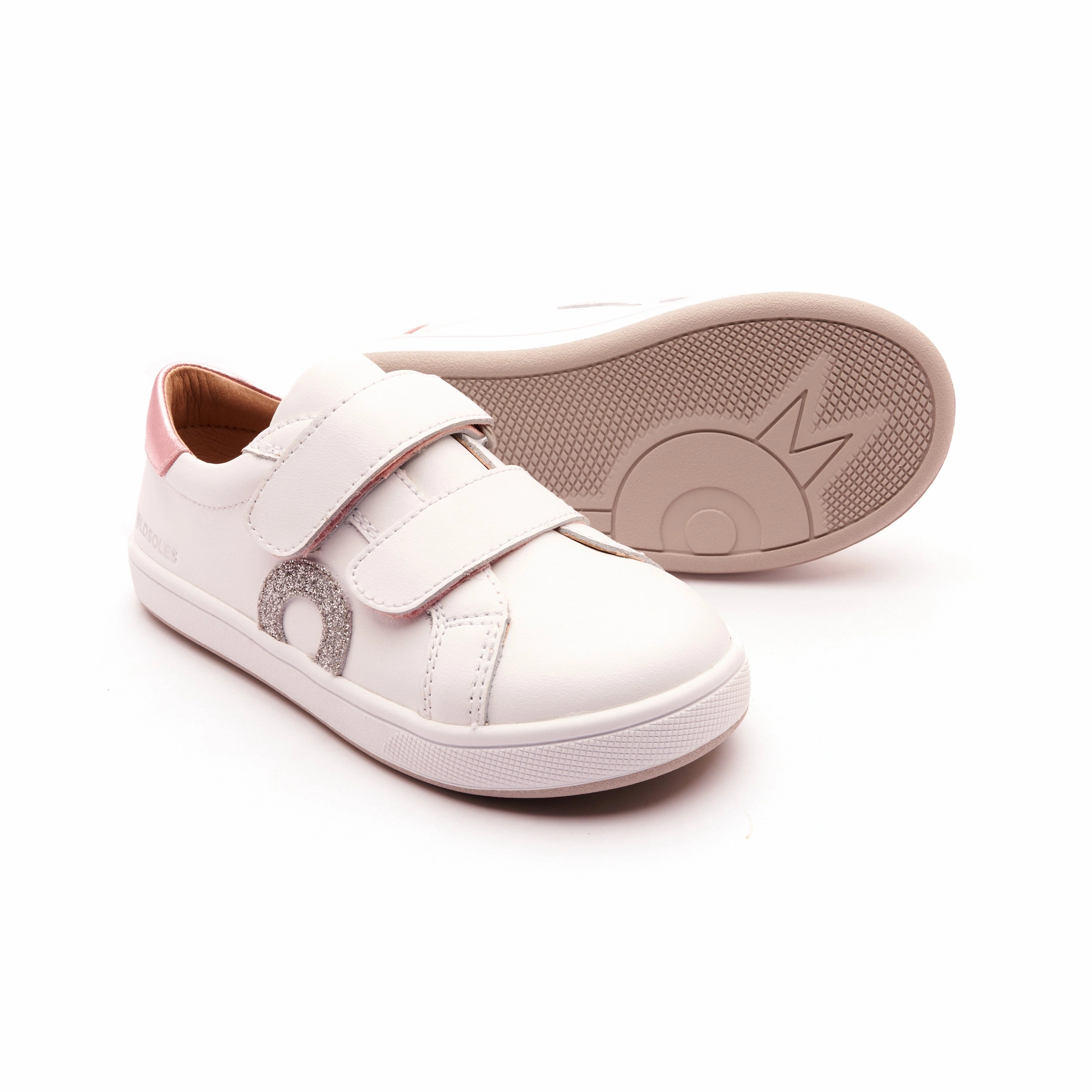 Old Soles Girl's 1018 Oldsoles Kix Casual Shoes - Snow / Pink Frost / Glam Argent / White Silver Sole