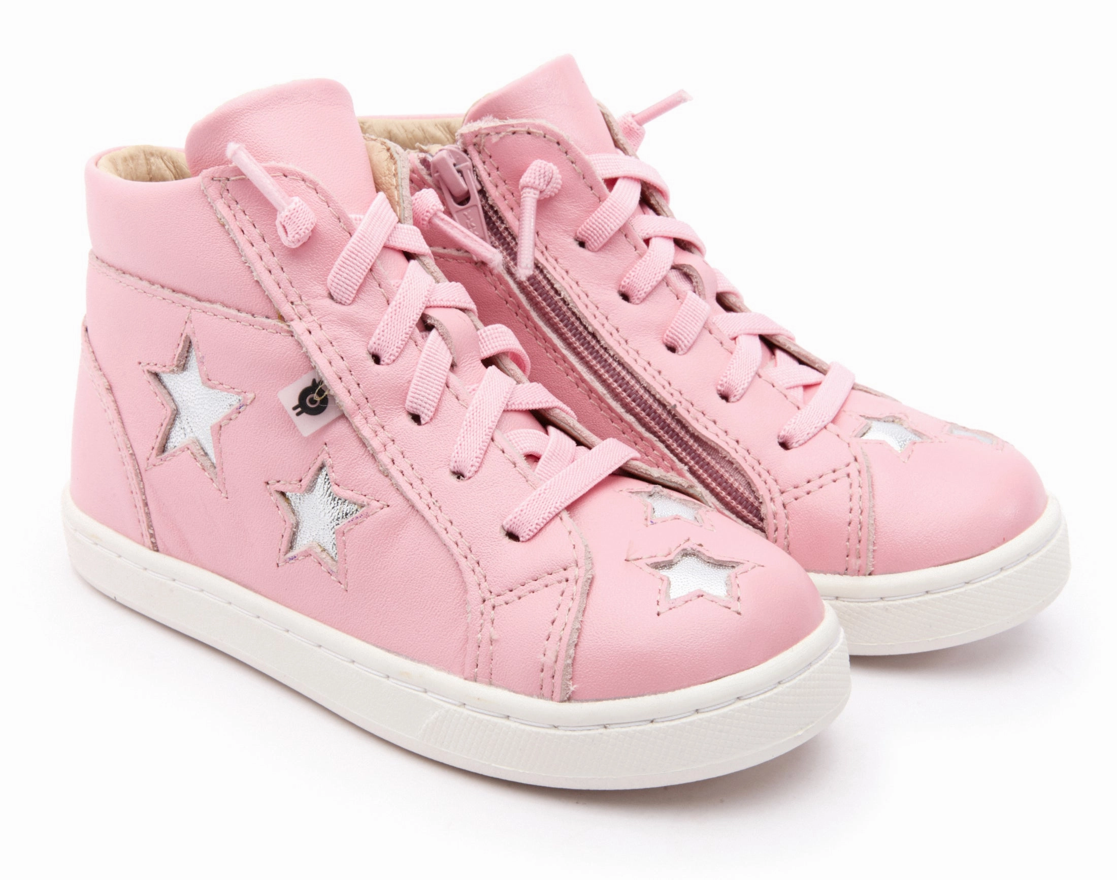 Old Soles Girl's 6085 Starey High Top Sneaker - Pearlised Pink/Silver
