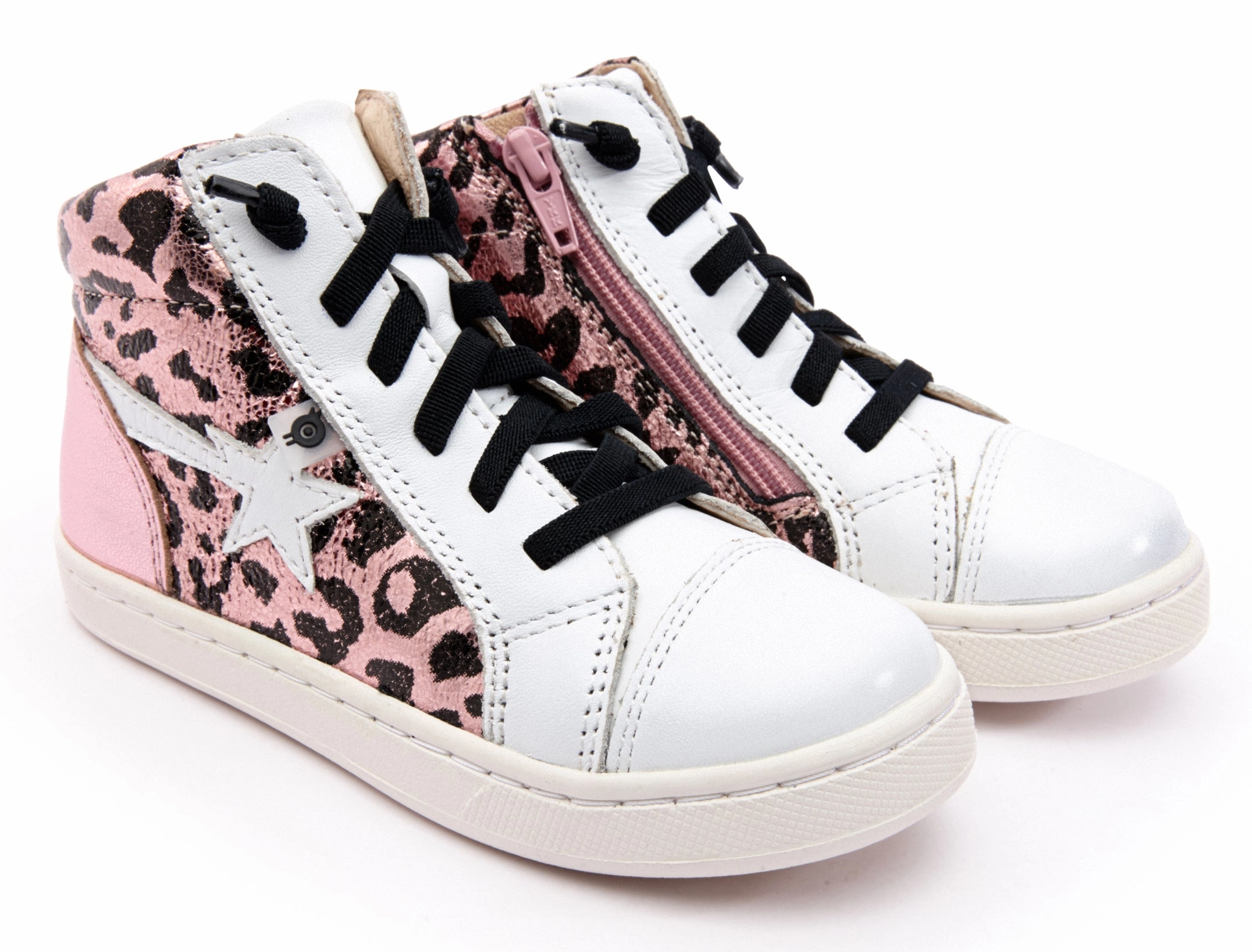 Old Soles Girl's 6117 Shoot-High Sneaker - Washed Pink Metallic/Snow/Pink Frost