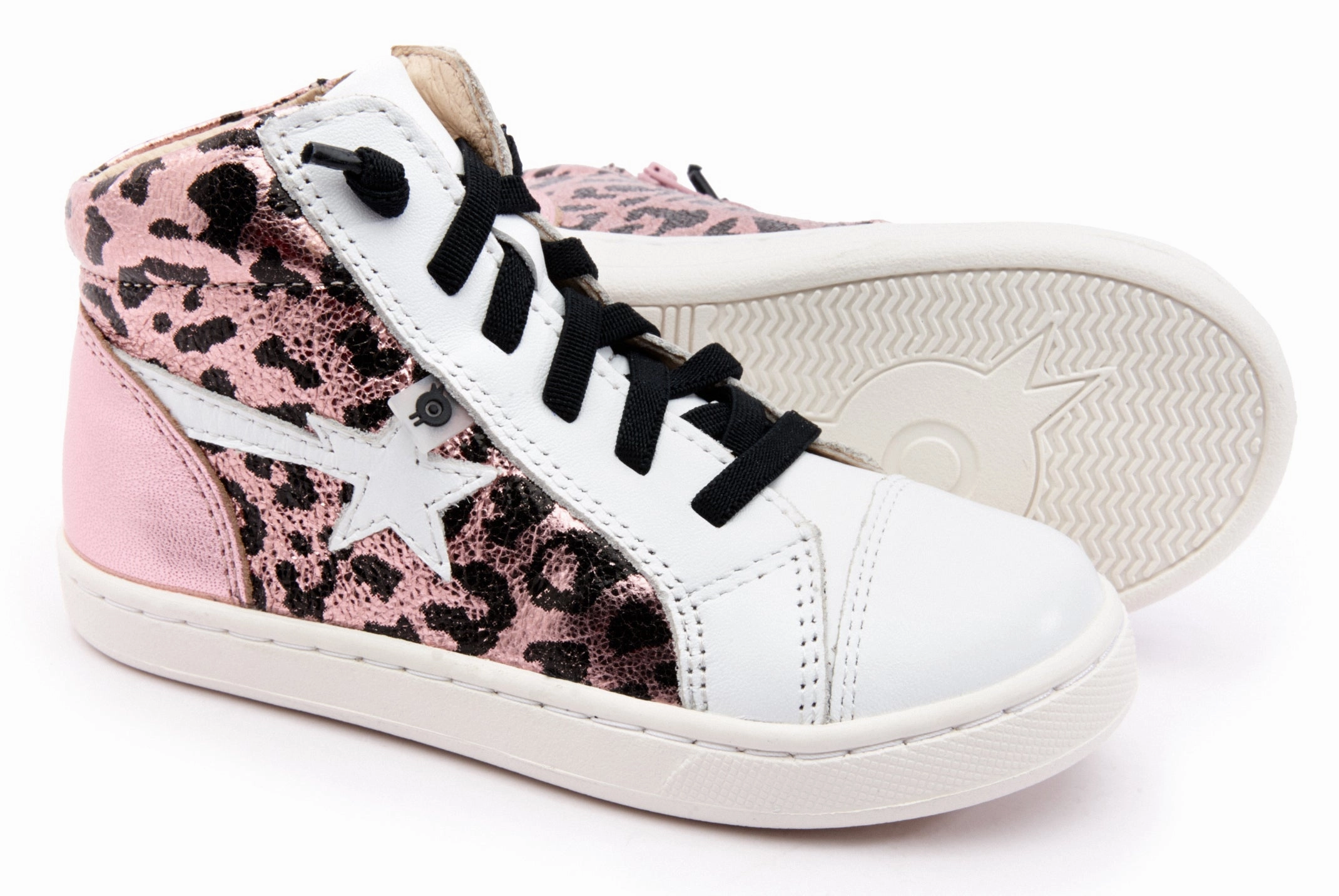 Old Soles Girl's 6117 Shoot-High Sneaker - Washed Pink Metallic/Snow/Pink Frost