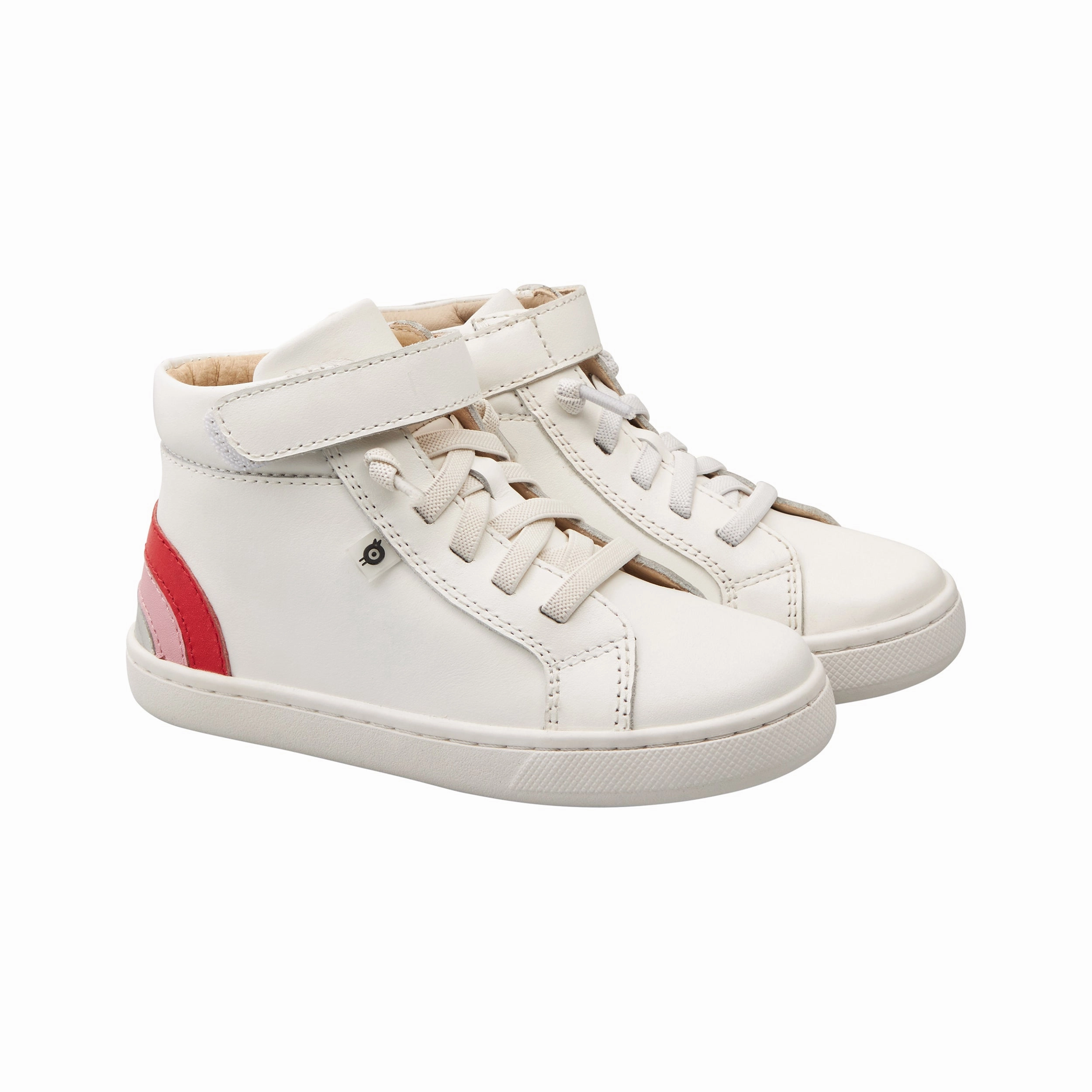 Old Soles Girl's 6157 Sneaky Rainbow High-Top Sneakers - Snow/Bright Red/Pearlized Pink/Silver
