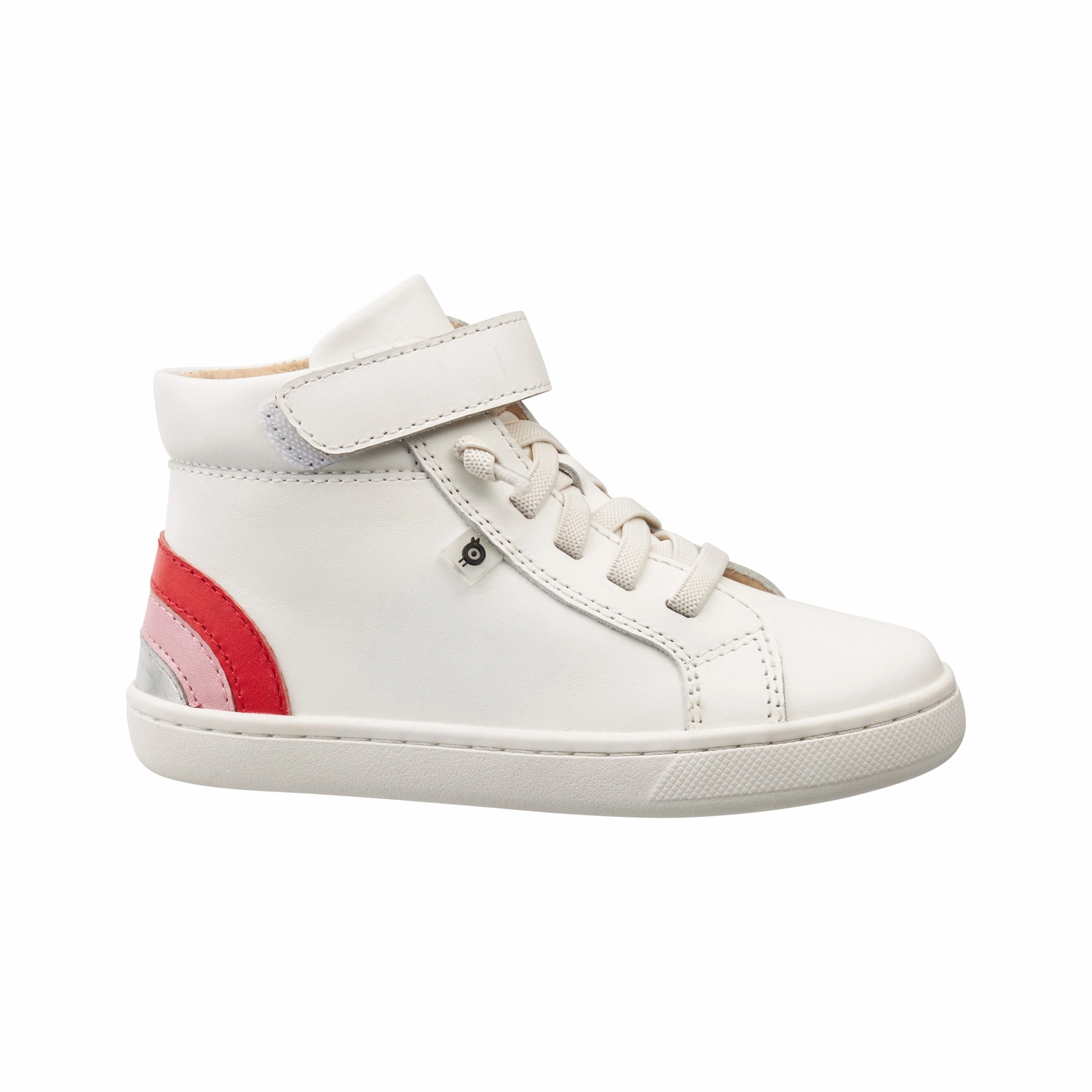 Old Soles Girl's 6157 Sneaky Rainbow High-Top Sneakers - Snow/Bright Red/Pearlized Pink/Silver