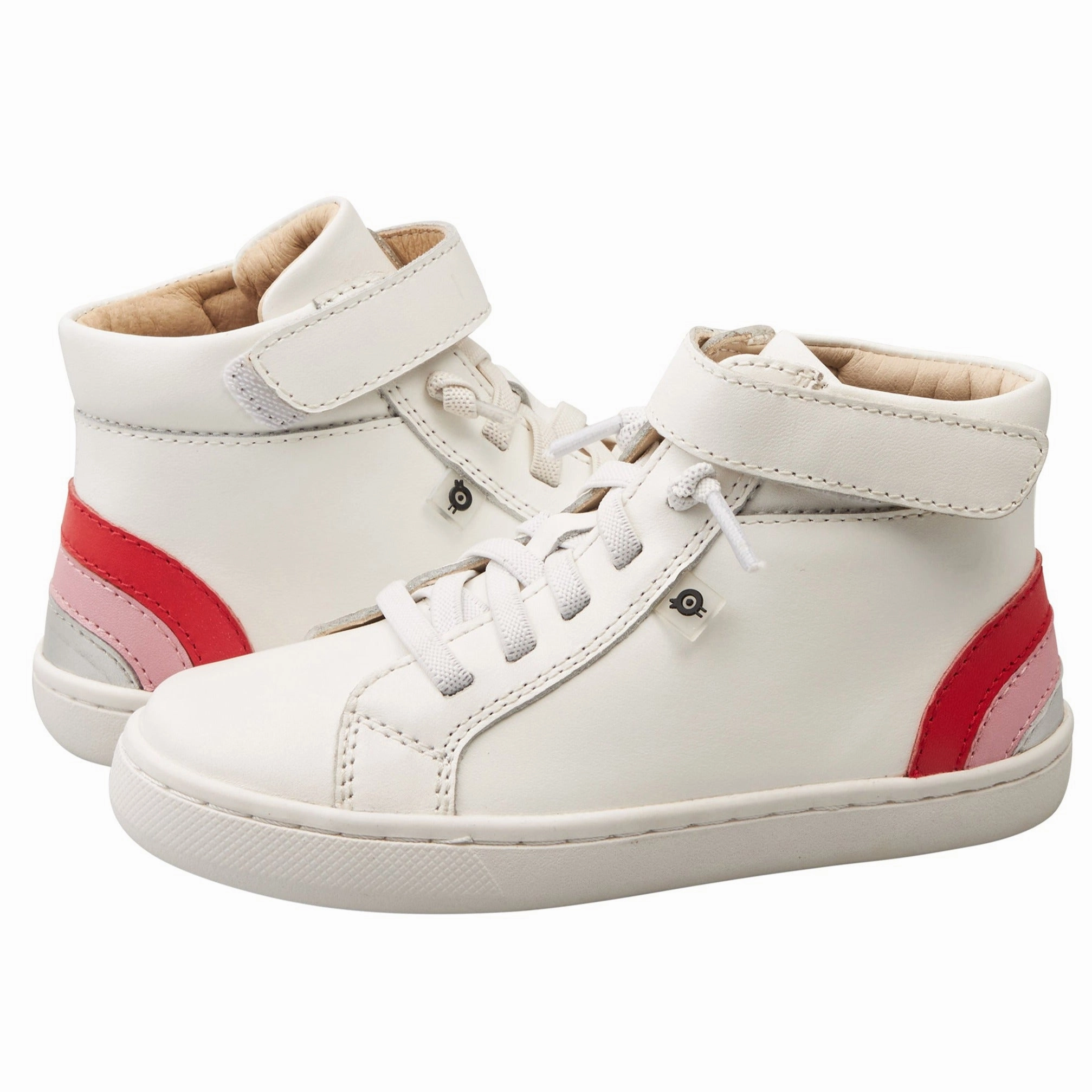 Old Soles Girl's 6157 Sneaky Rainbow High-Top Sneakers - Snow/Bright Red/Pearlized Pink/Silver